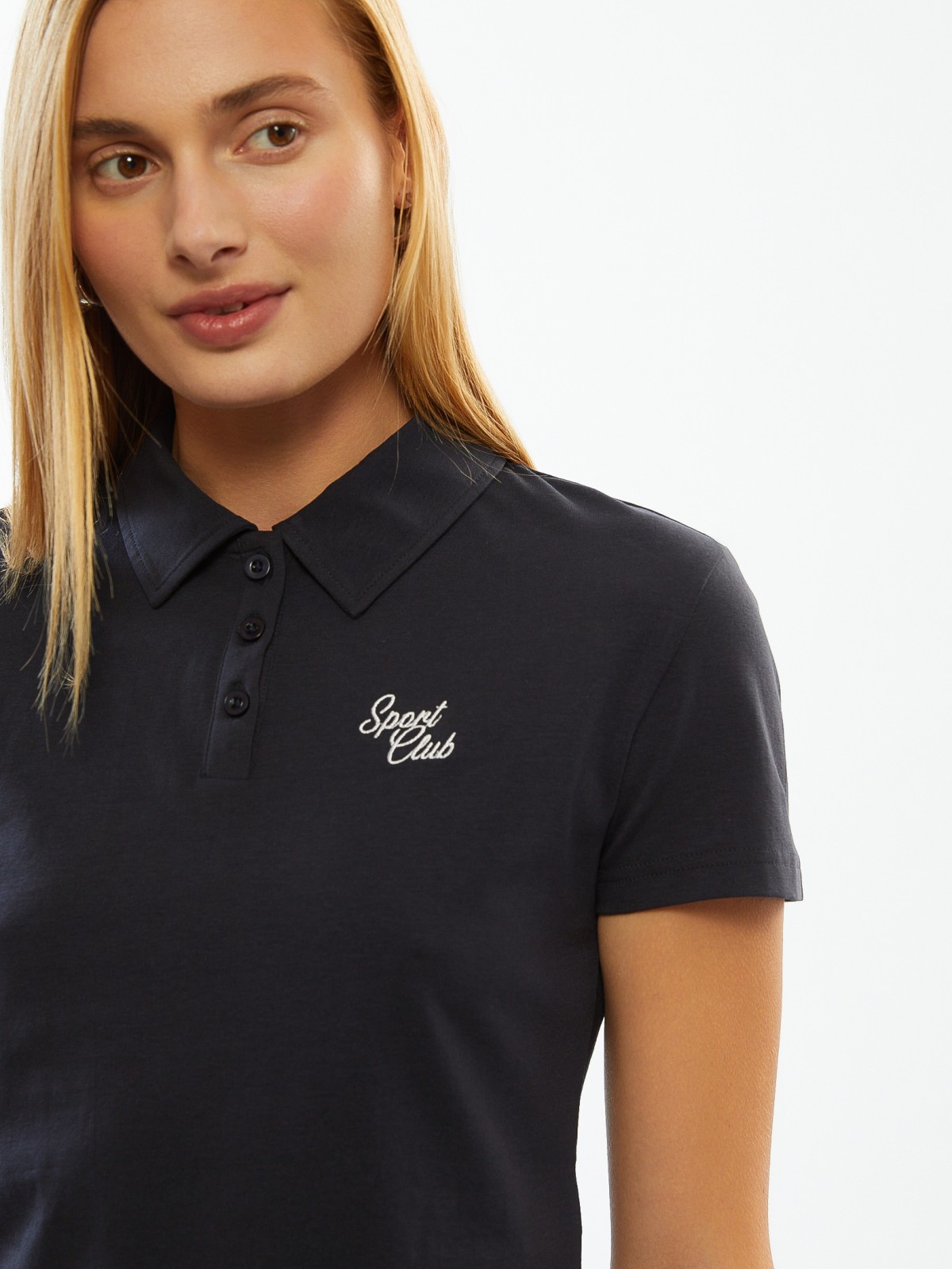 Футболка-топ поло из хлопка с воротником