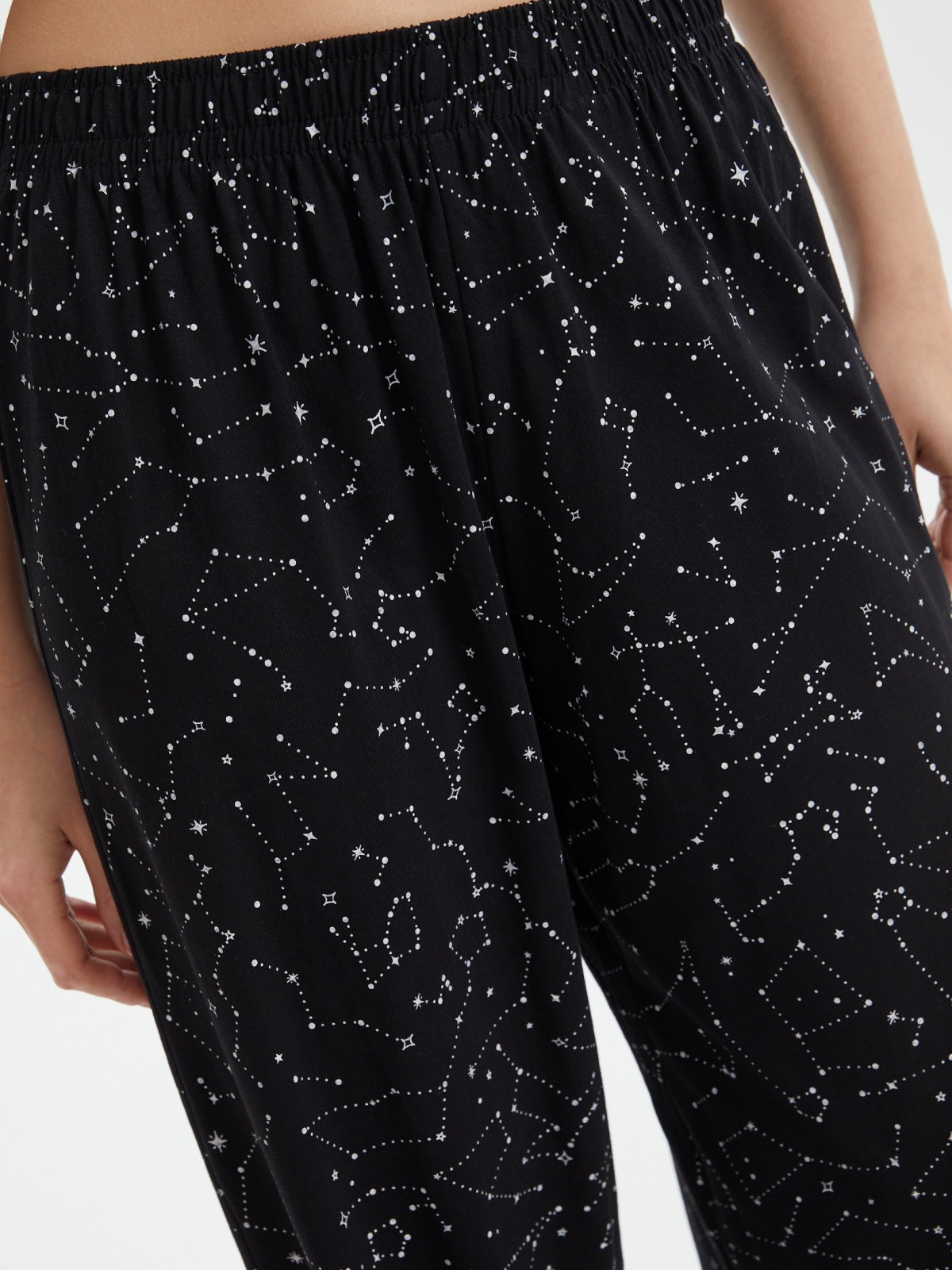 Прямые брюки на резинке из хлопка с принтом