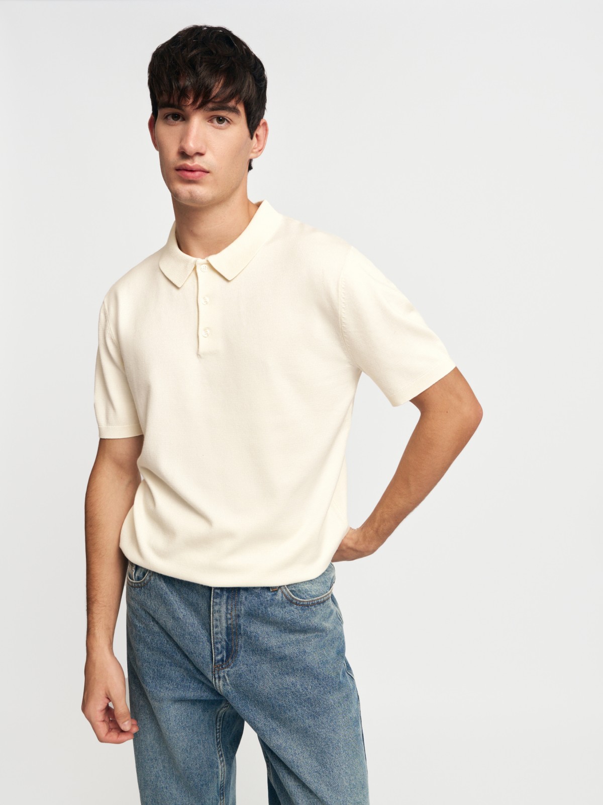 Трикотажный джемпер поло с коротким рукавом