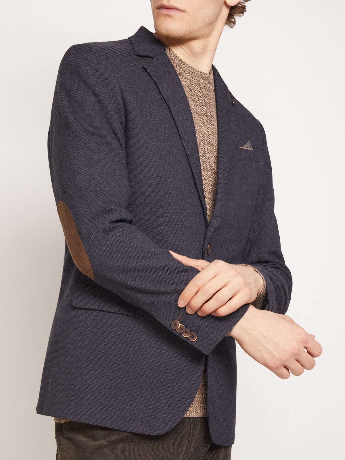 Однобортный пиджак с декоративными заплатками zolla 010345466063, цвет темно-серый, размер M - фото 4