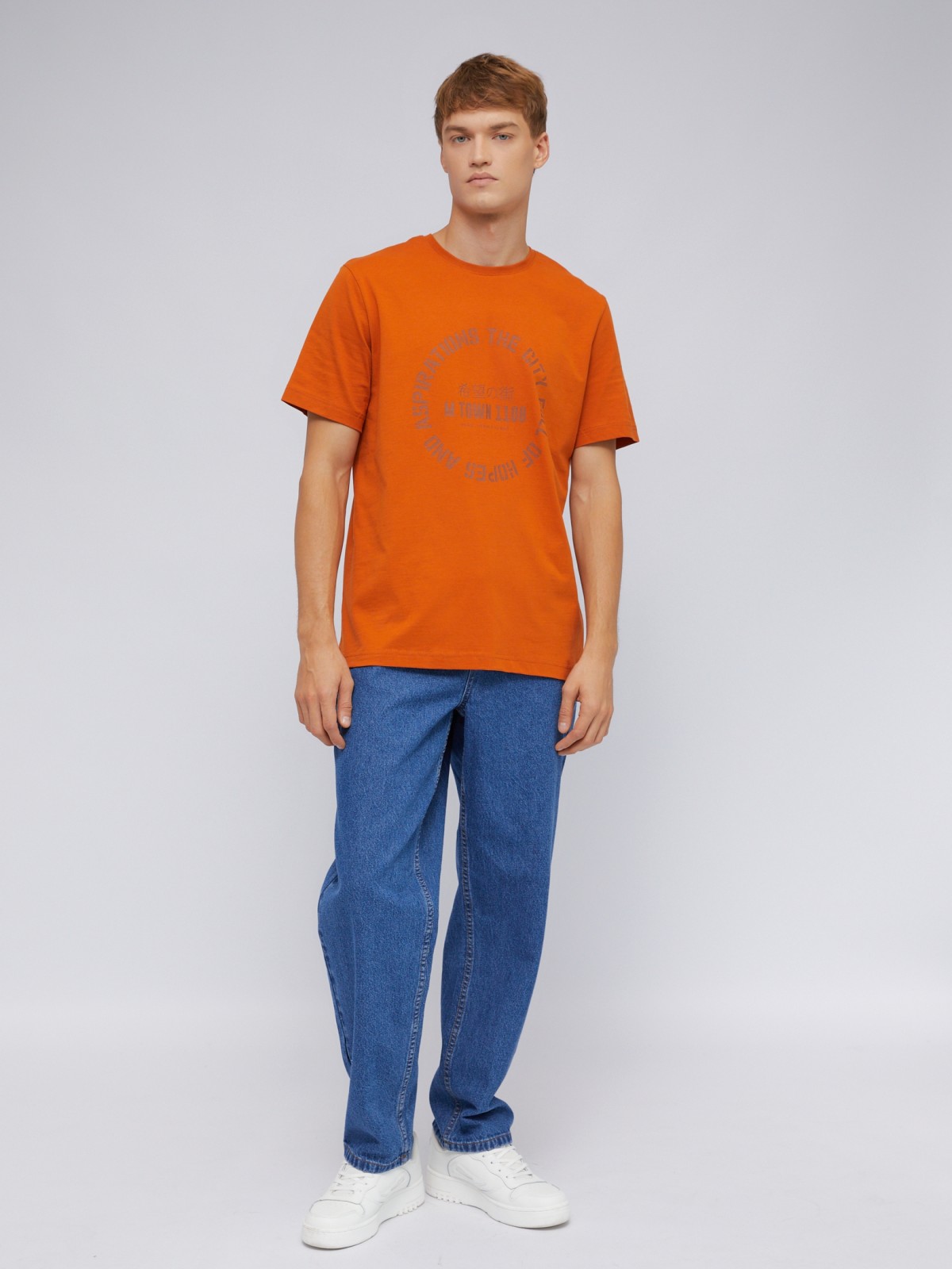 Футболка из хлопка с принтом-надписью