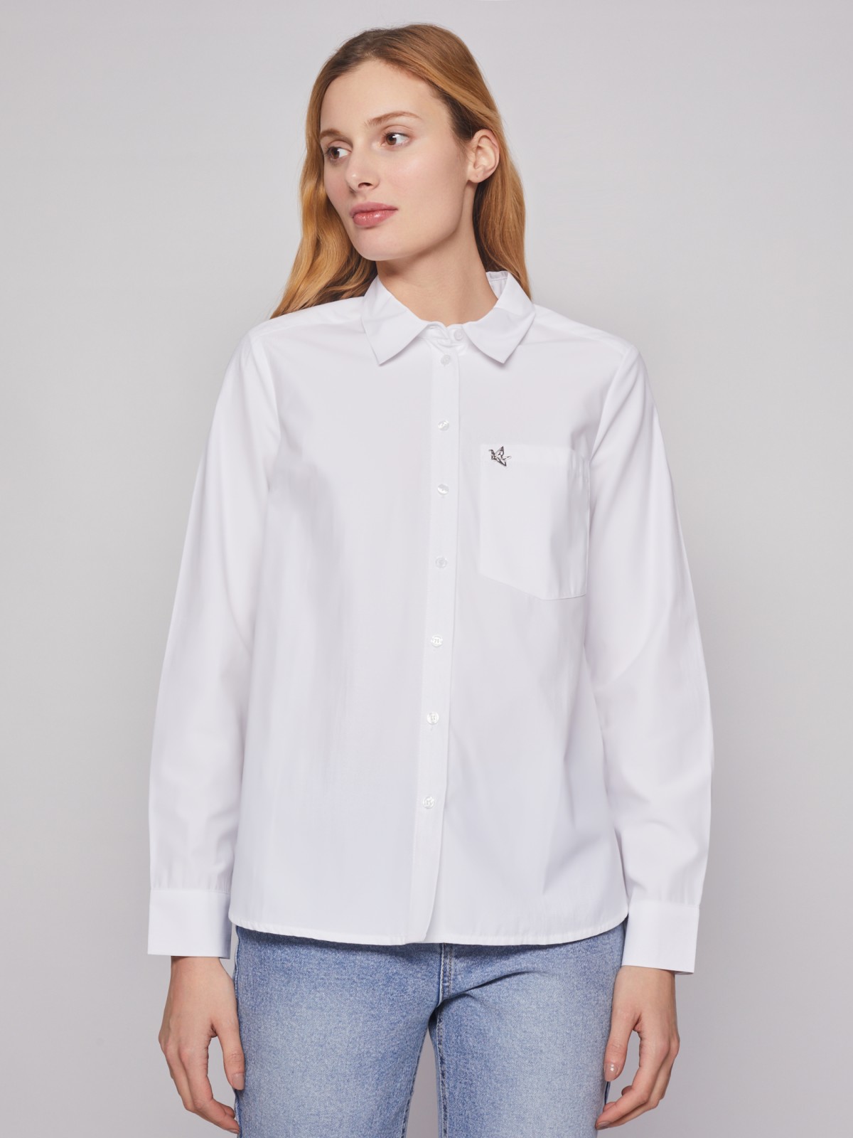 Рубашка с длинным рукавом zolla 02312117Y022, цвет белый, размер XS - фото 1