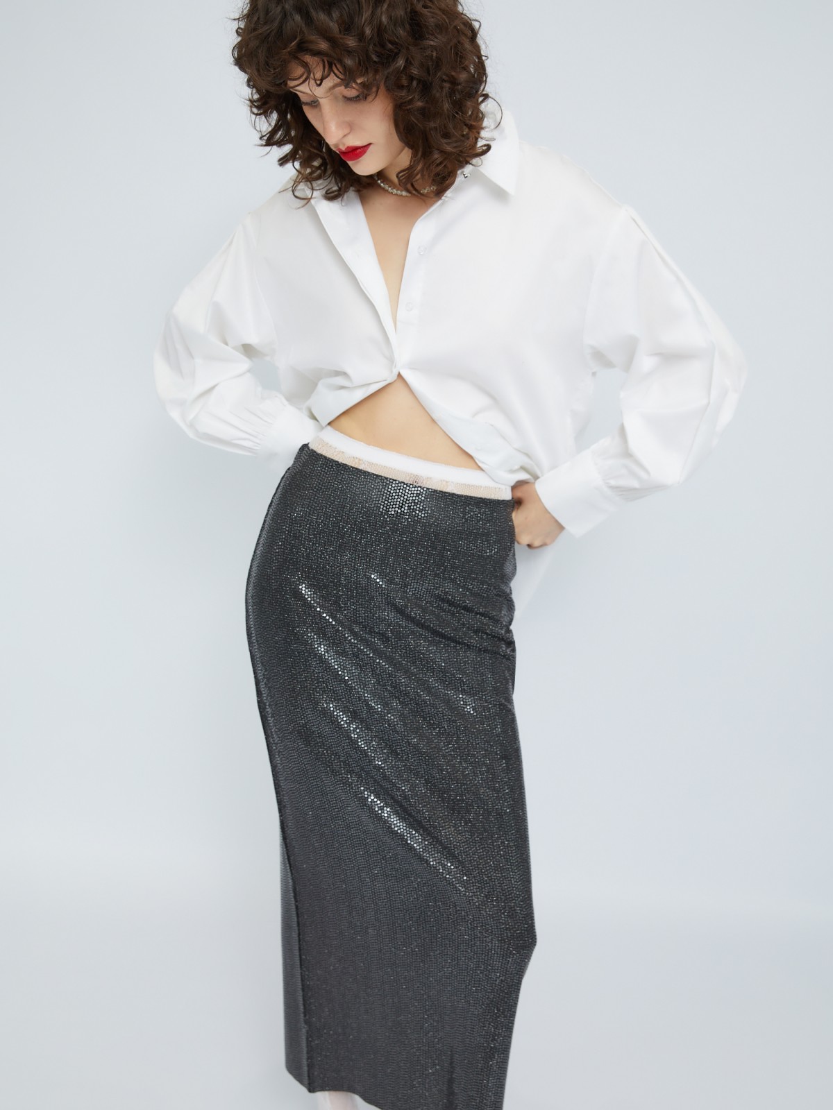 Юбка-карандаш длины миди с пайетками