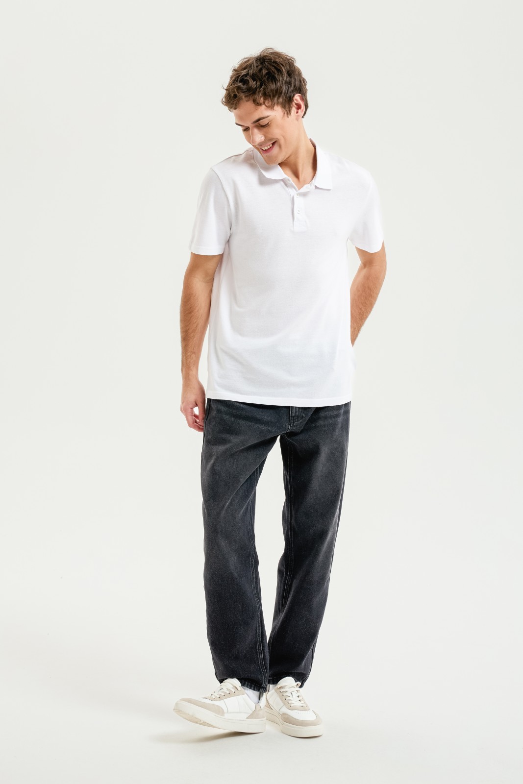 Футболка поло из хлопка однотонная