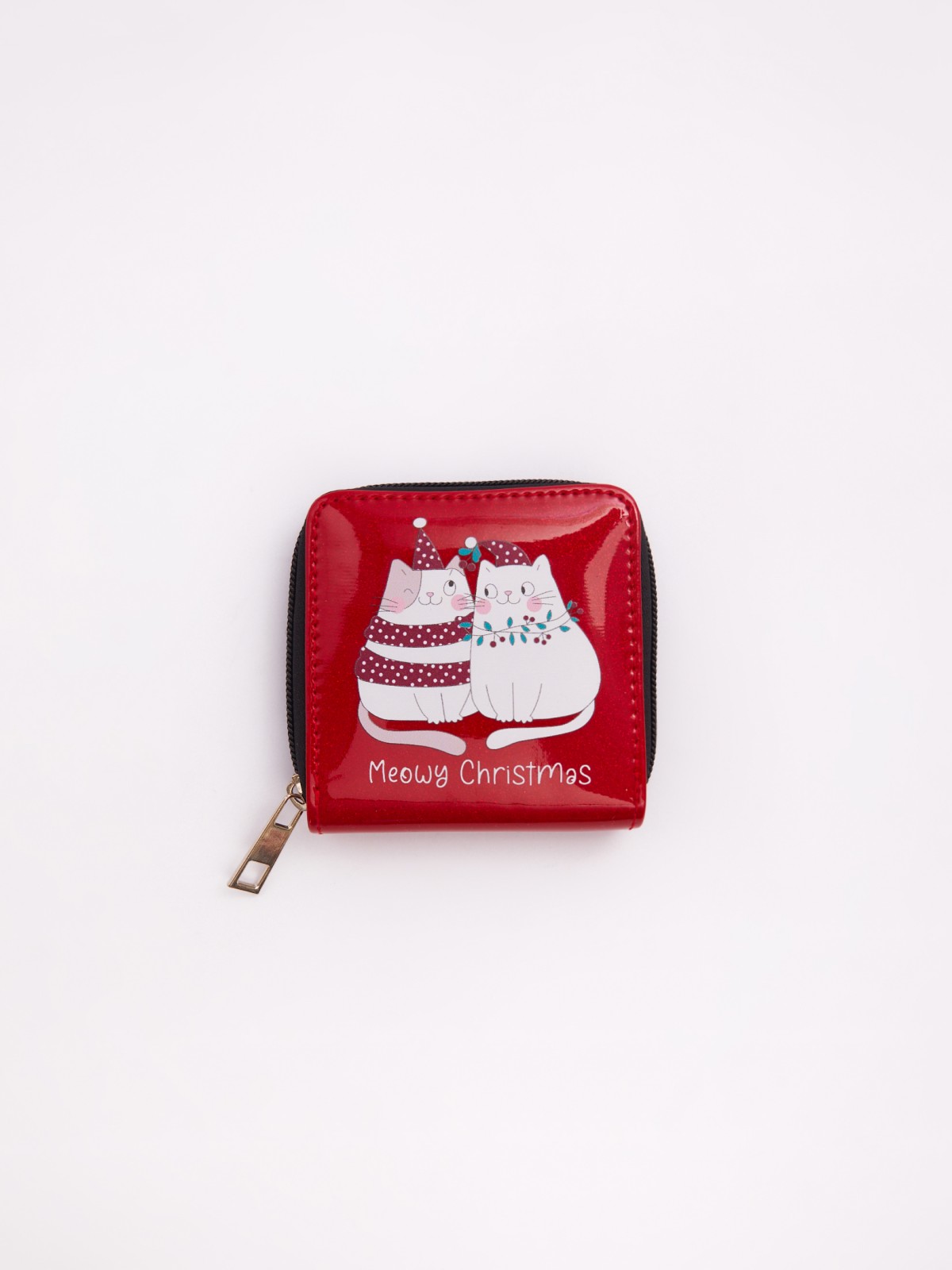 Маленький новогодний кошелёк-монетница на молнии zolla 02343948L025, цвет красный, размер No_size - фото 1