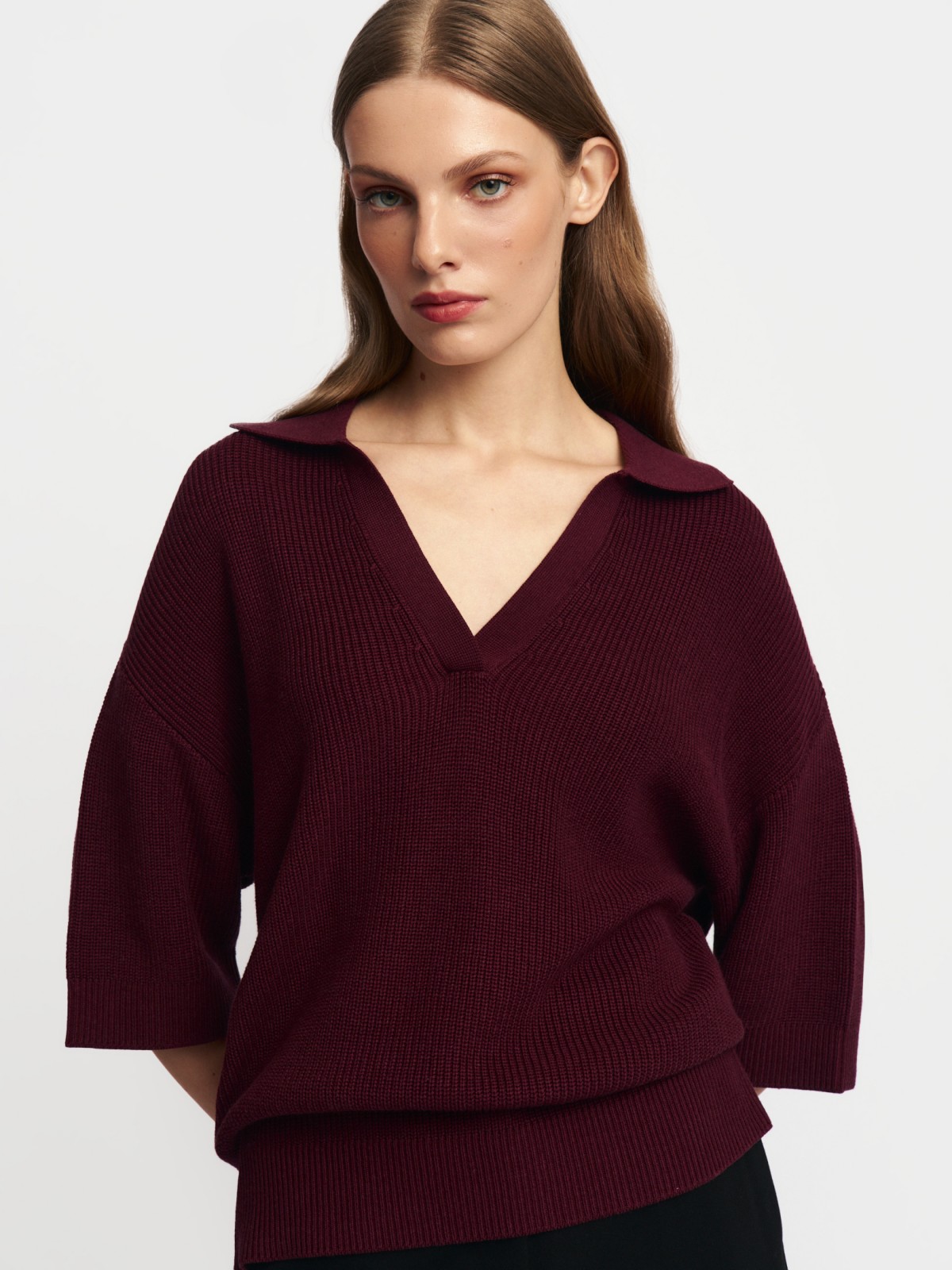 Трикотажный джемпер поло с коротким рукавом