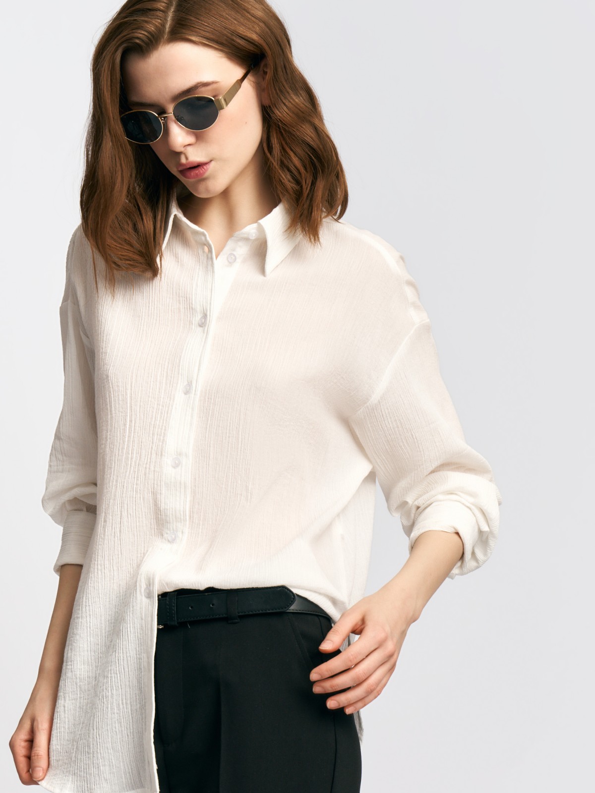 Рубашка оверсайз из хлопка с длинным рукавом