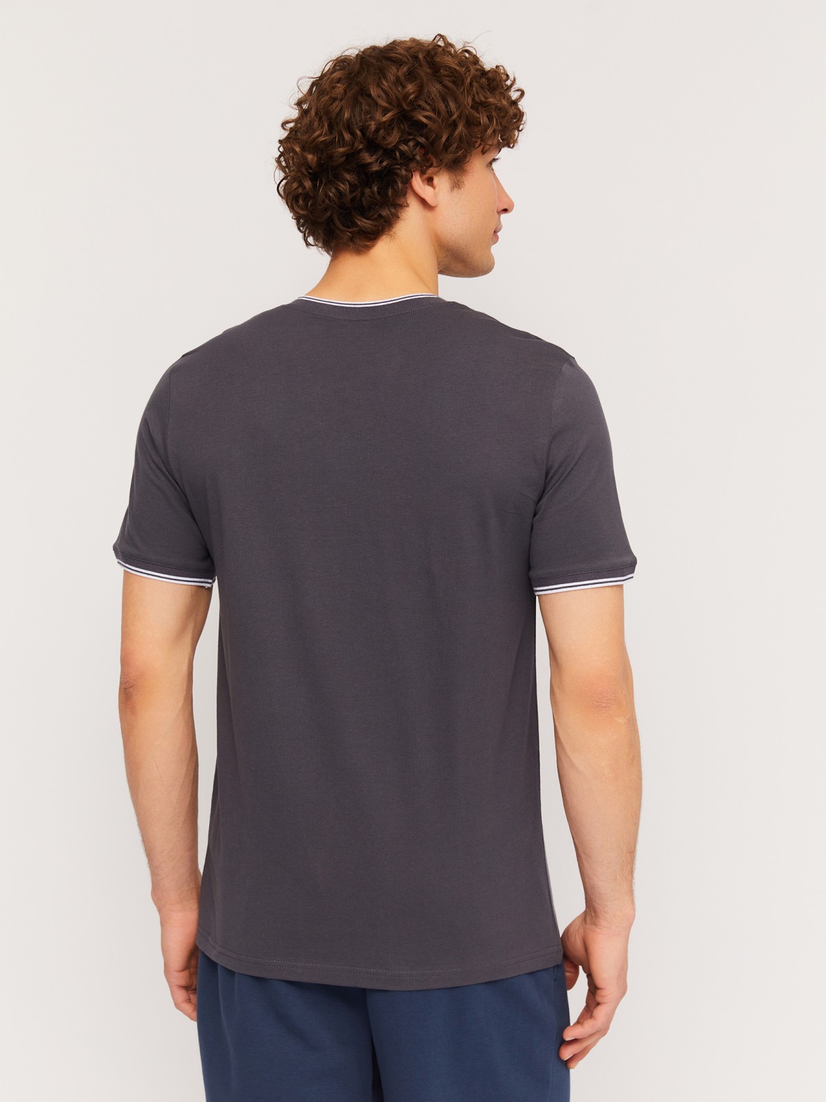 Футболка хенли из хлопка с коротким рукавом