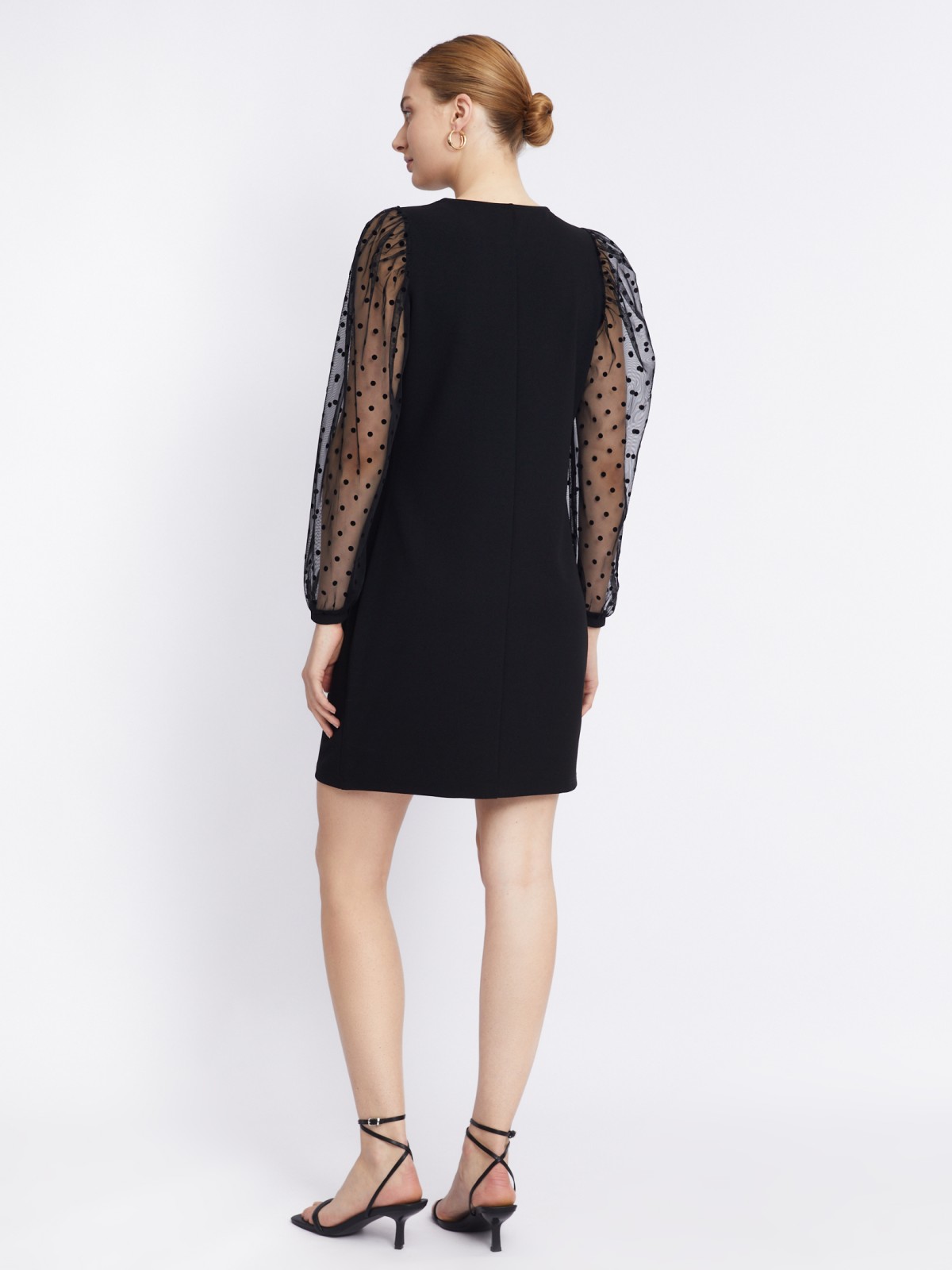 Платье длины мини с акцентными рукавами zolla 223318159111, цвет черный, размер S - фото 6