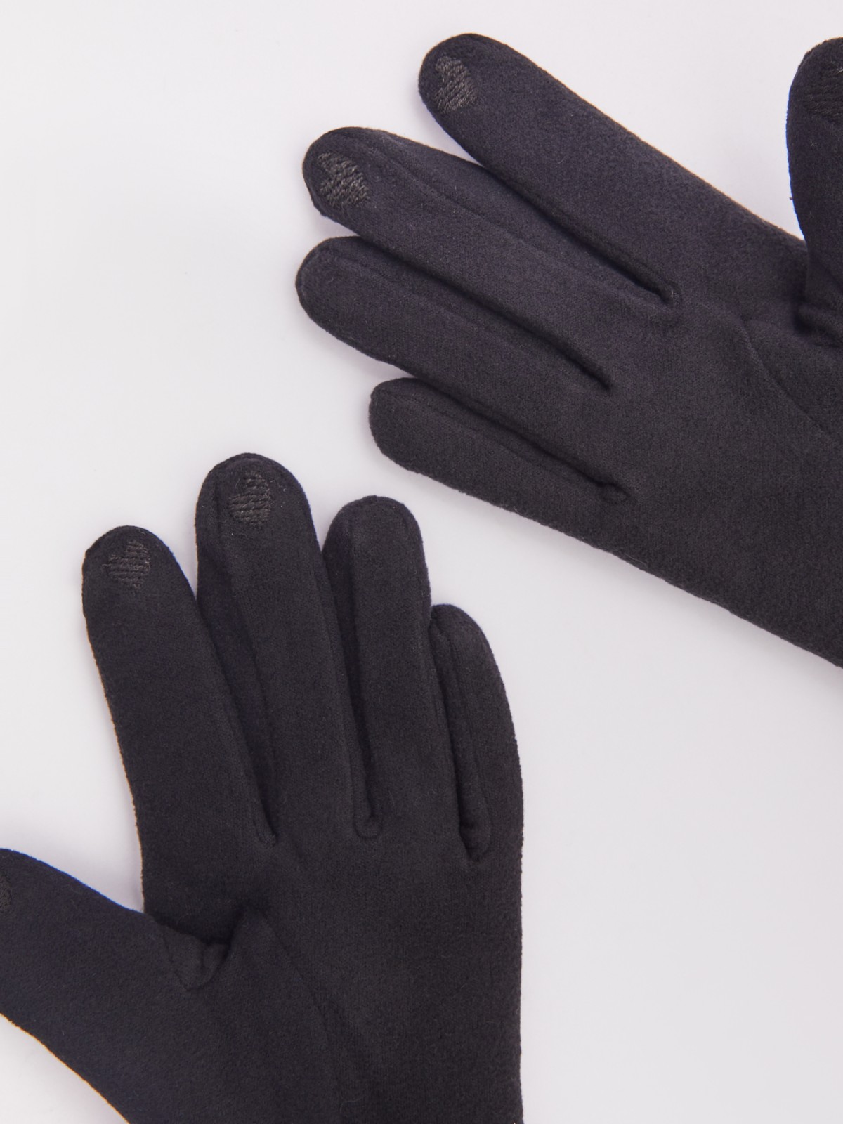 Тёплые перчатки с опушкой из экомеха и начёсом zolla 023429659025, цвет черный, размер S - фото 3