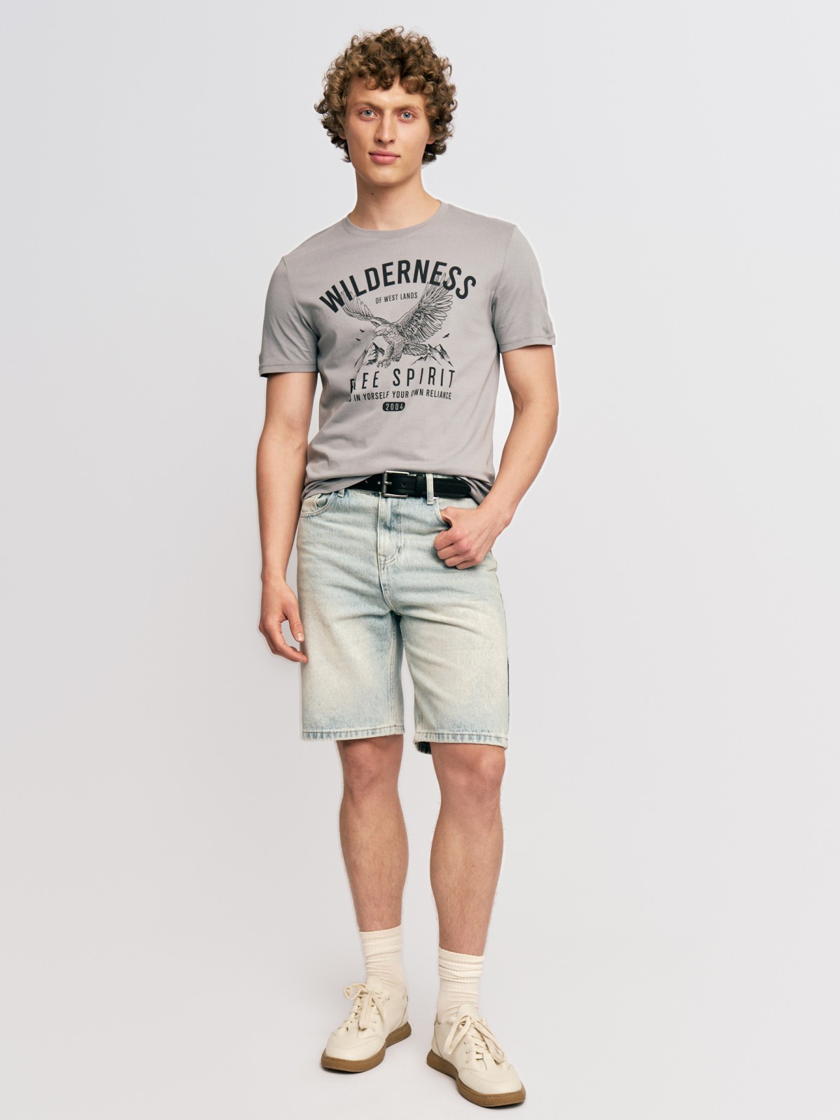 Футболка из хлопка с принтом и надписью