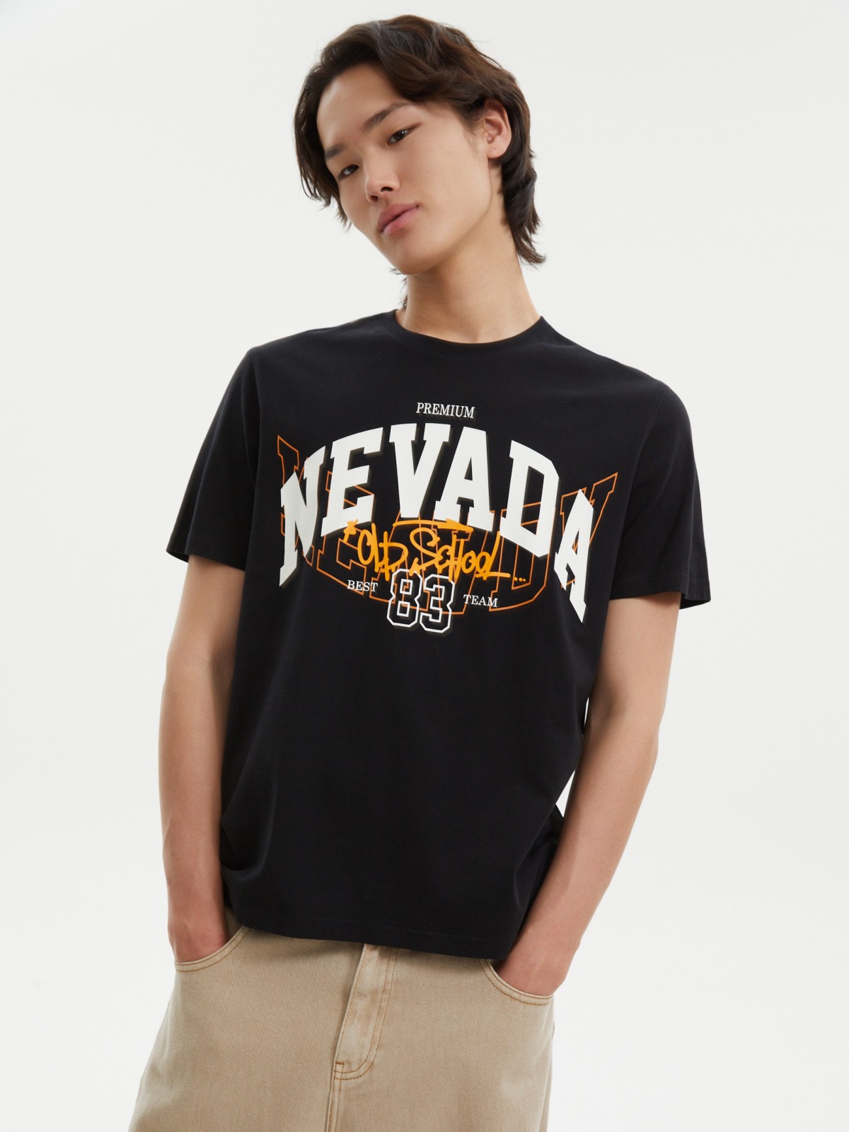 Футболка из хлопка с принтом-надписью