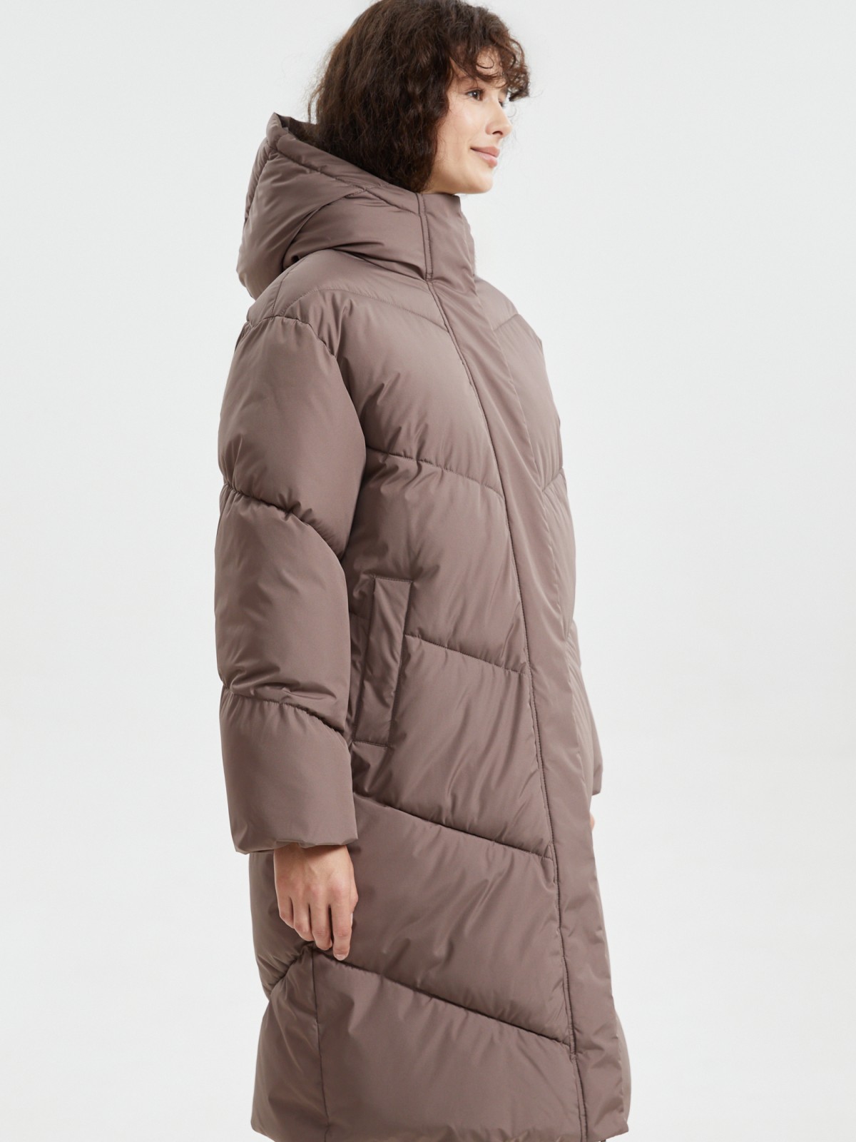 Тёплая куртка-пальто с капюшоном