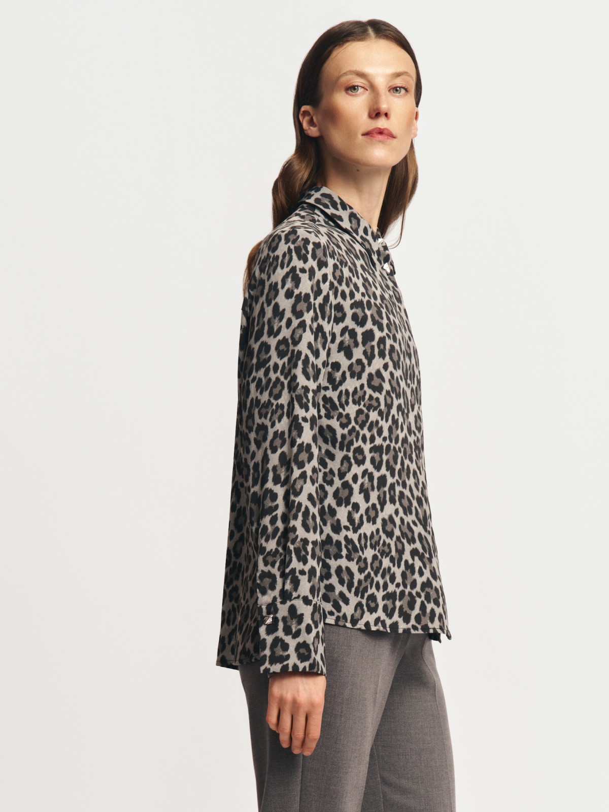 Леопардовая рубашка прямого фасона