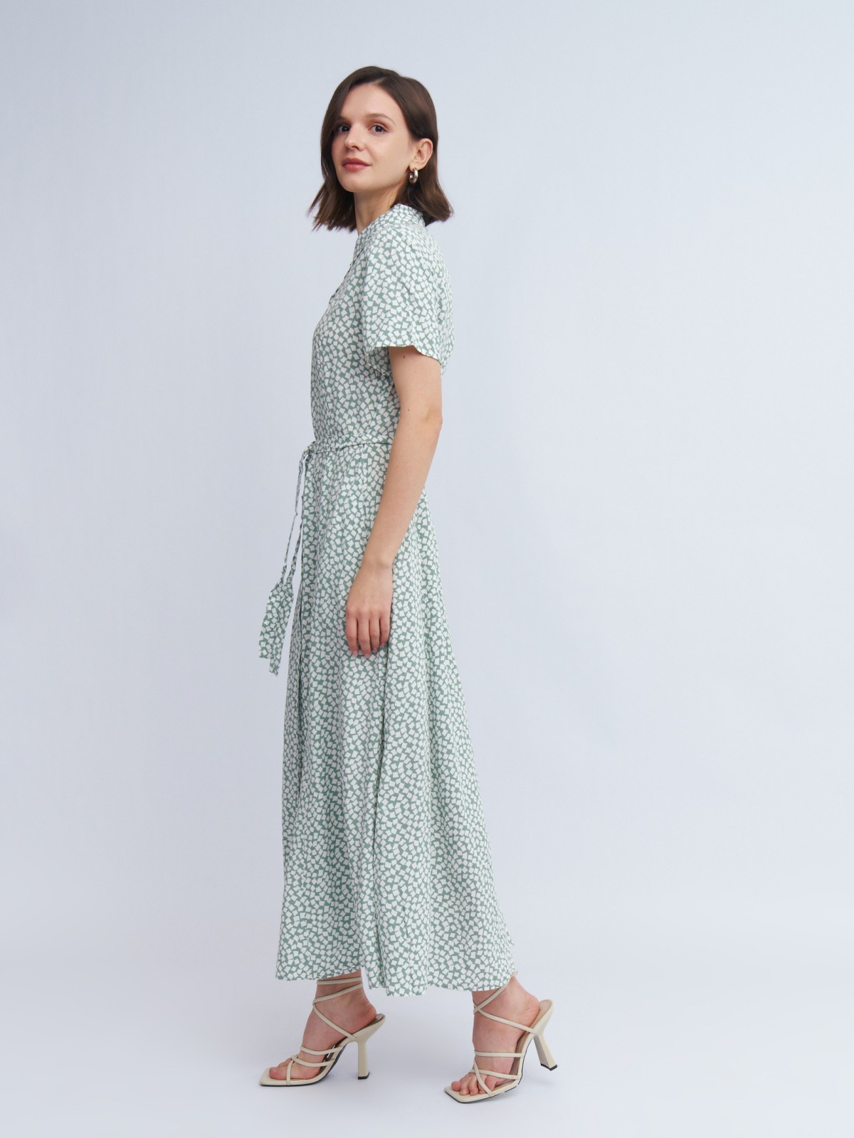 Платье-рубашка из вискозы с поясом