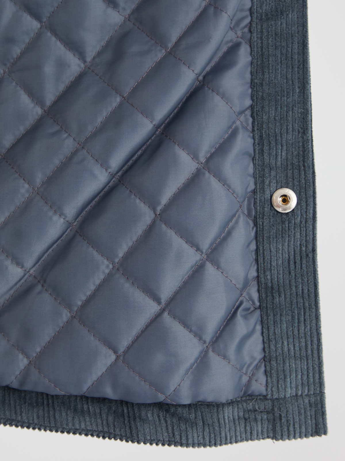 Утеплённая вельветовая куртка-рубашка на синтепоне zolla 013325159134, цвет синий, размер M - фото 5