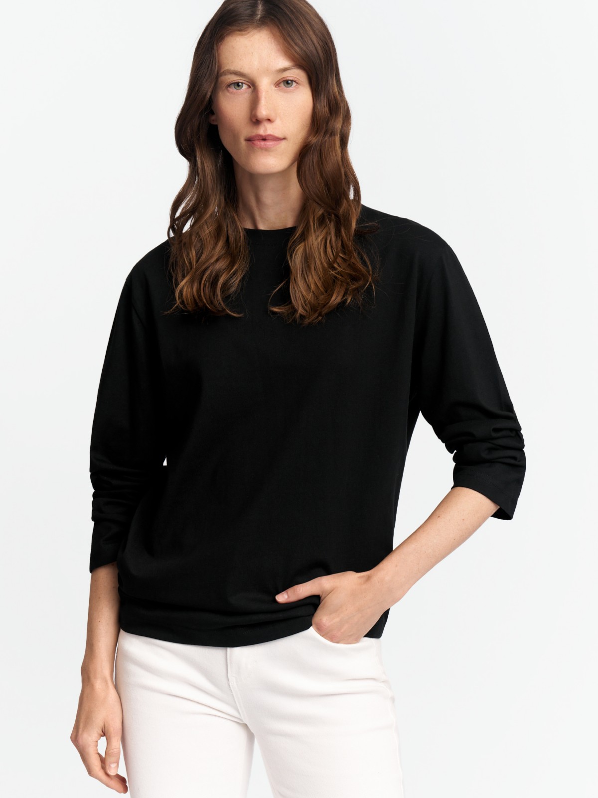 Лонгслив оверсайз фасона из хлопка