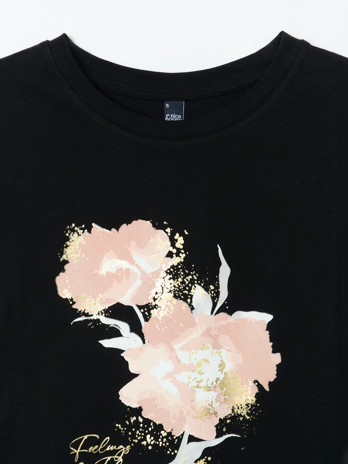 Футболка из хлопка с коротким рукавом и принтом