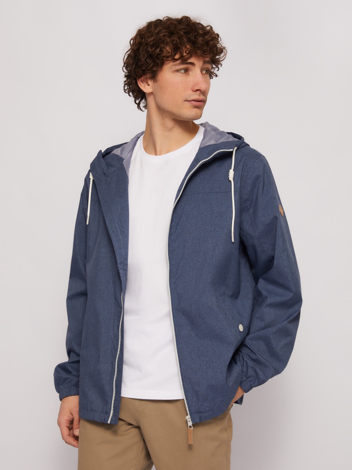 Куртка-ветровка с капюшоном zolla 014215602044, цвет голубой, размер XL