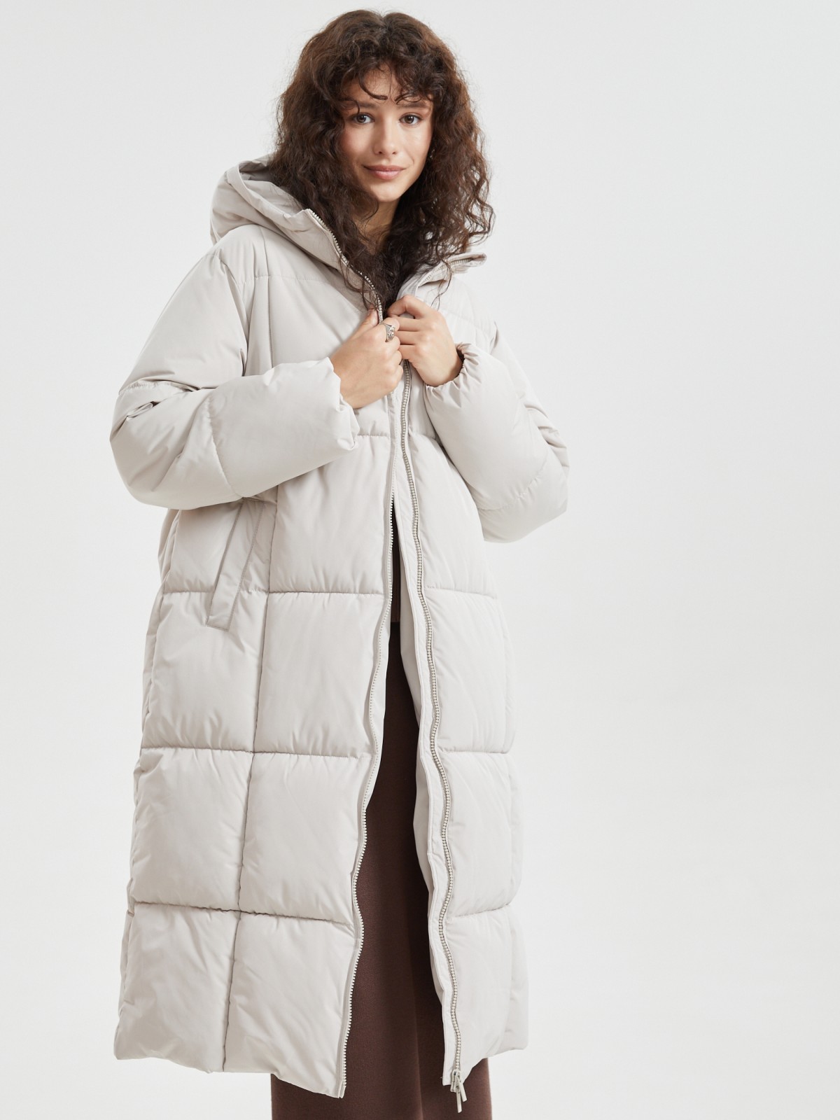 Тёплая куртка-пальто с капюшоном