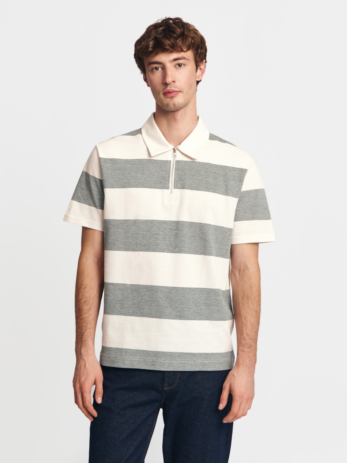 Футболка поло из хлопка на молнии