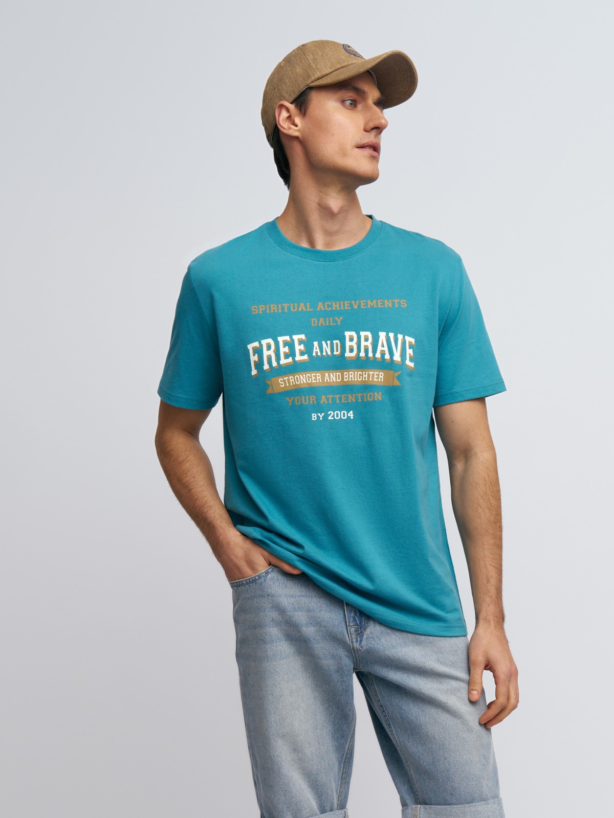 Футболка из хлопка с принтом-надписью