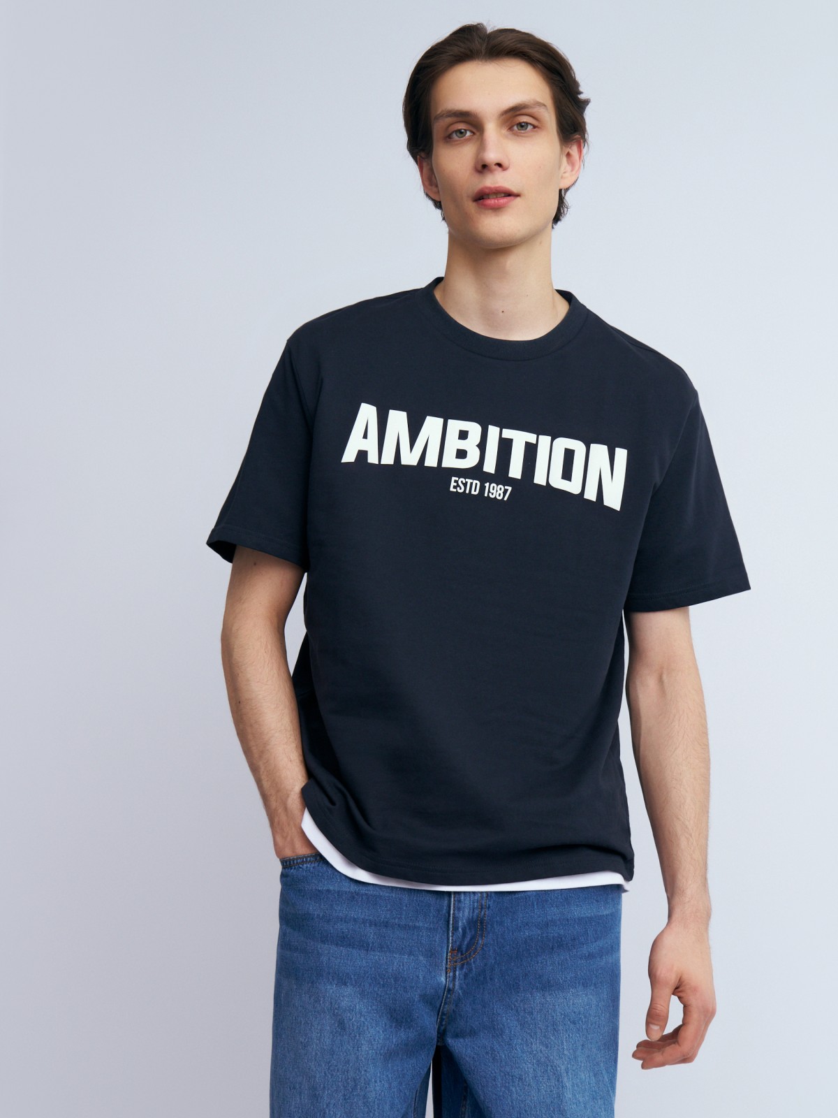 Футболка из плотного трикотажа с принтом-надписью