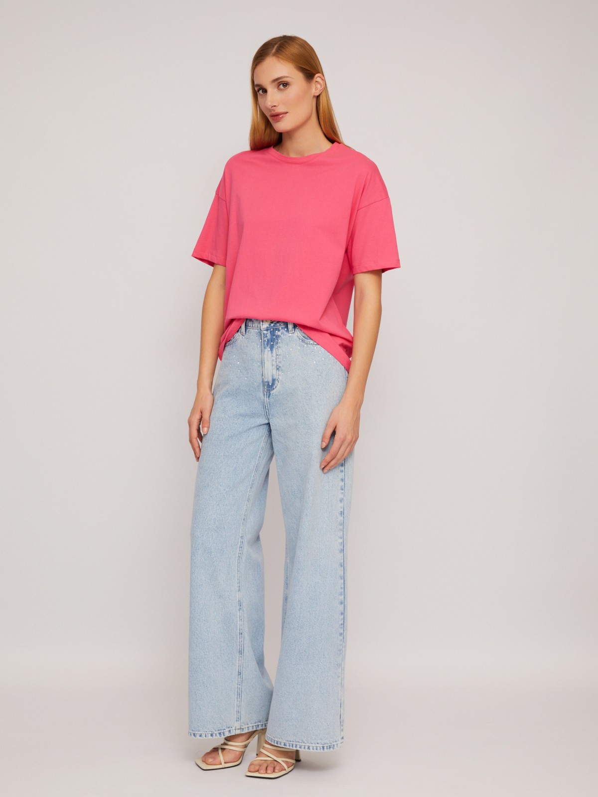 Футболка из хлопка с коротким рукавом без принта