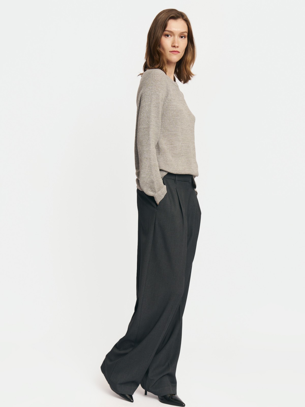 Вязаный джемпер из акрила с длинным рукавом