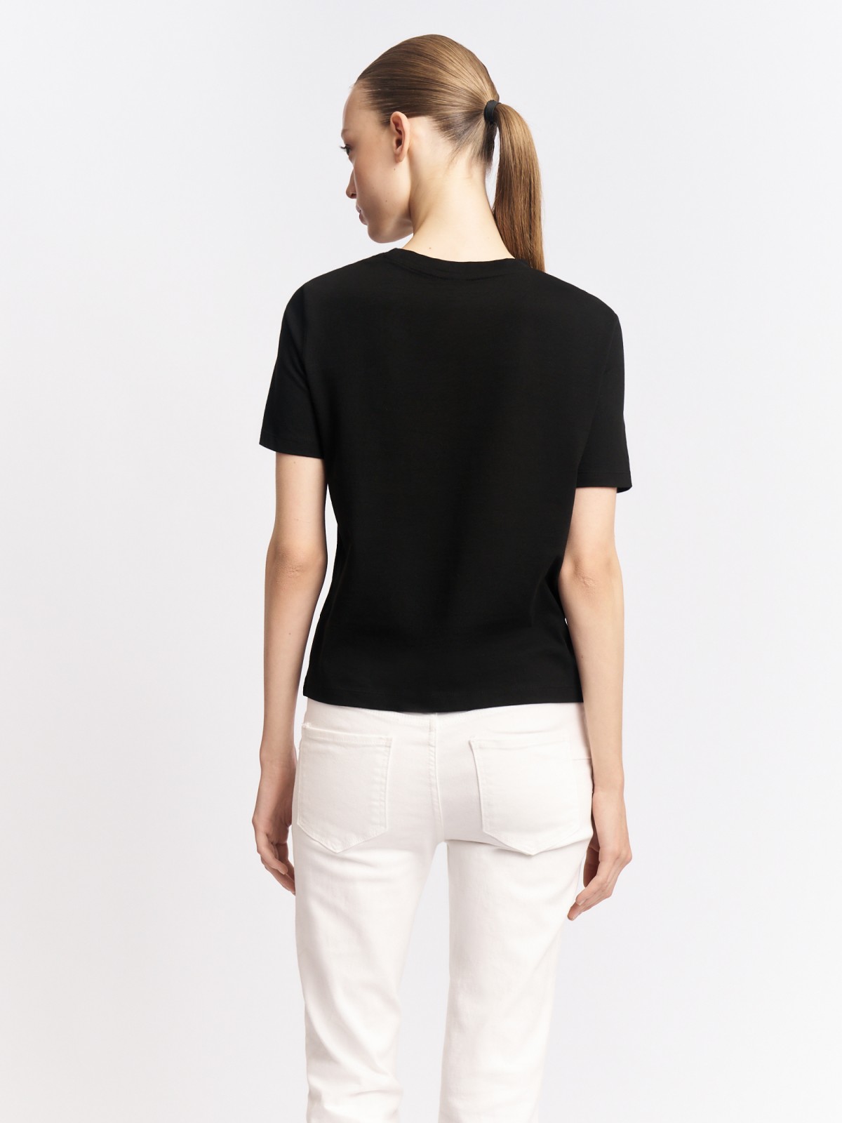 Футболка из хлопка с коротким рукавом и принтом