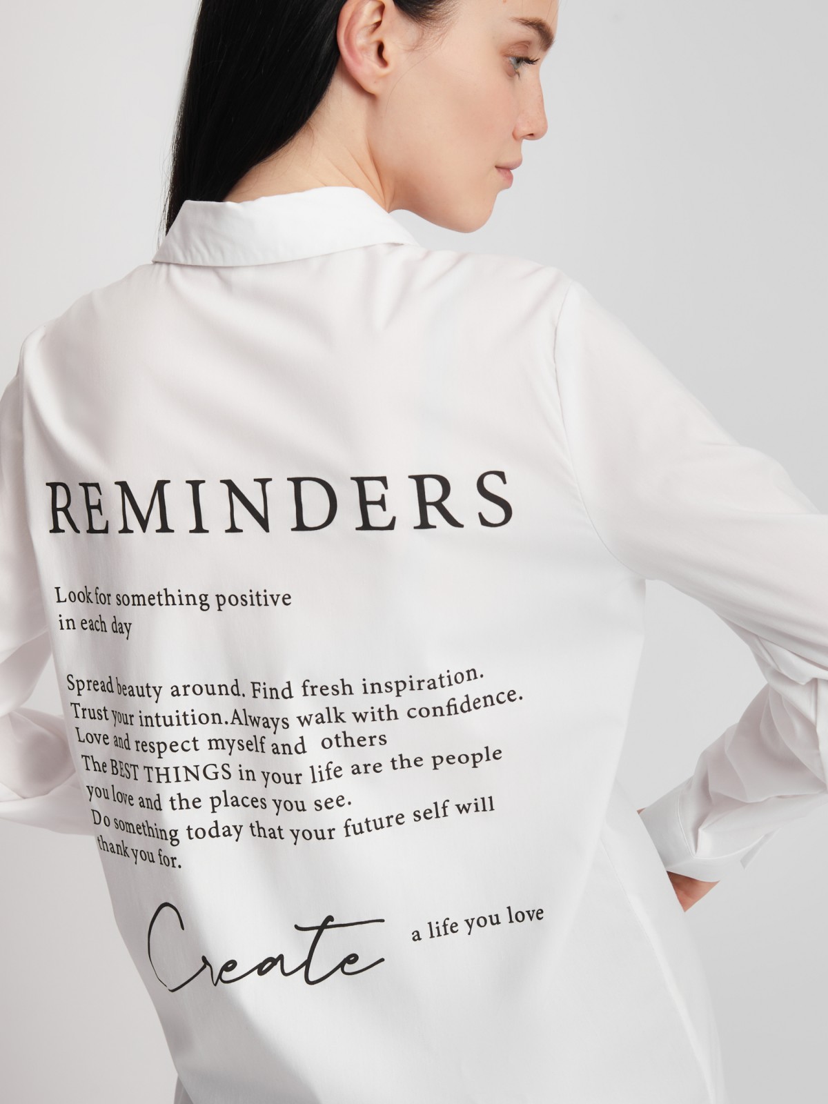 Офисная рубашка прямого силуэта с принтом на спине zolla 22231117Y353, цвет белый, размер S - фото 6