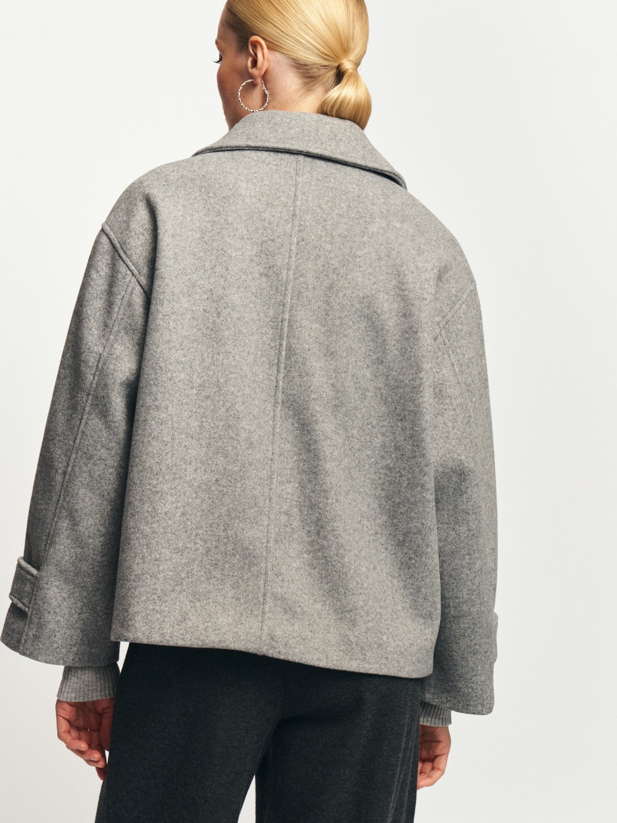 Тёплое пальто-пиджак двубортное