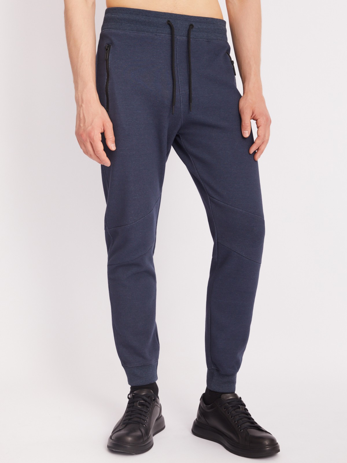 Трикотажные брюки-джоггеры в спортивном стиле zolla 213317679023, цвет синий, размер S - фото 2