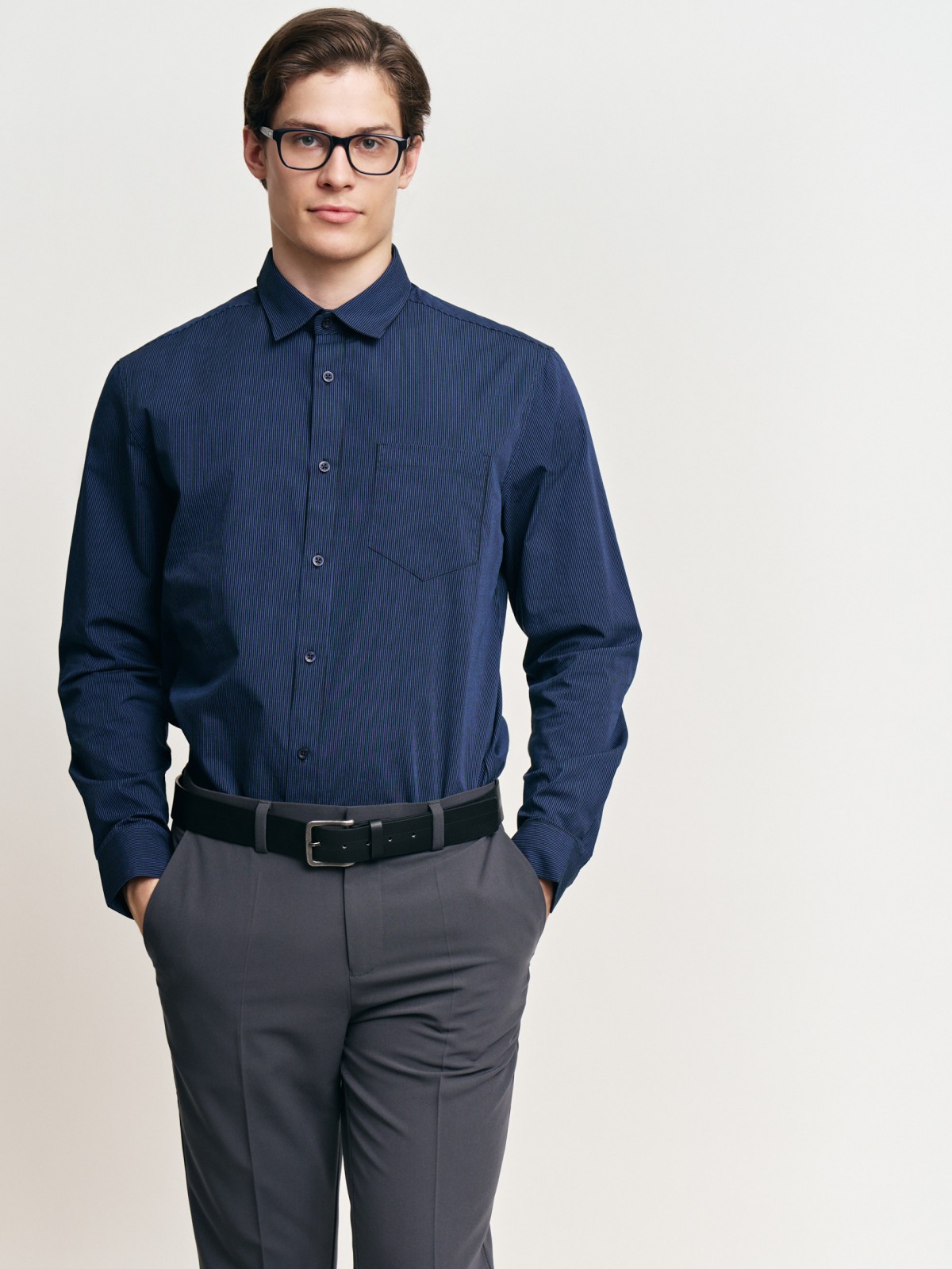 Рубашка в полоску с длинным рукавом