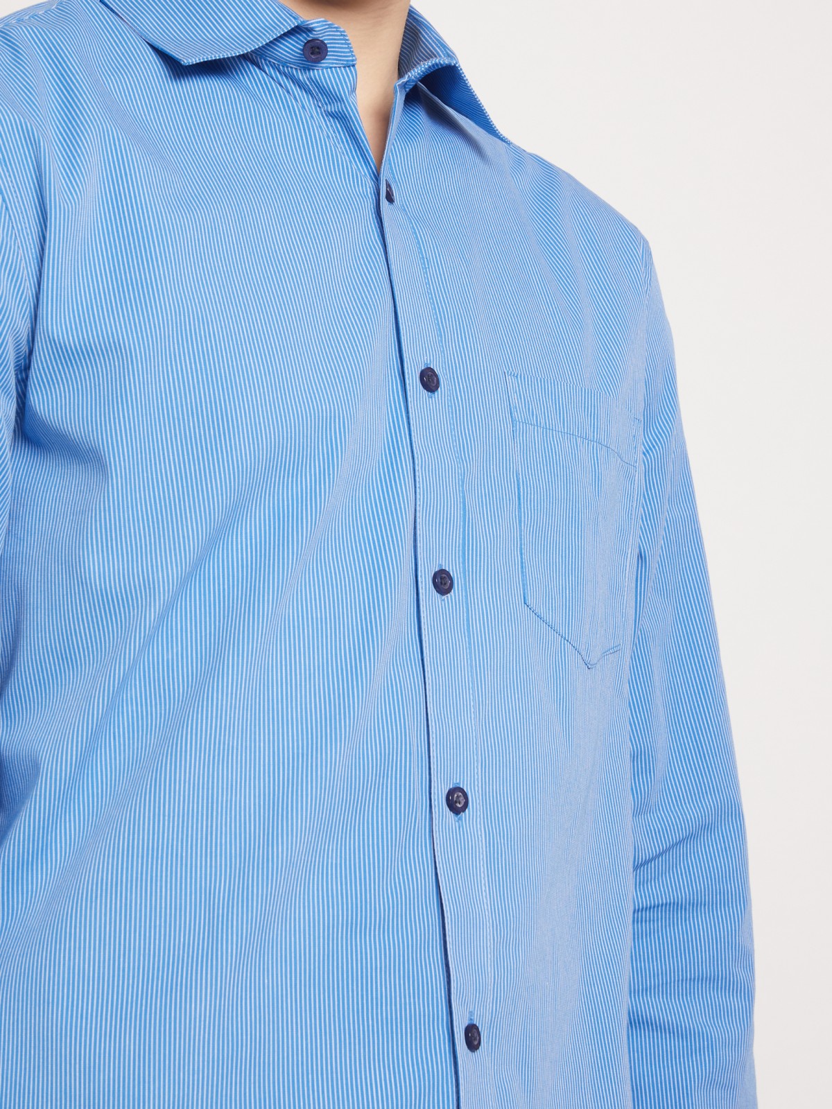 Рубашка с узором в тонкую полоску zolla 011332162012, цвет голубой, размер S - фото 5