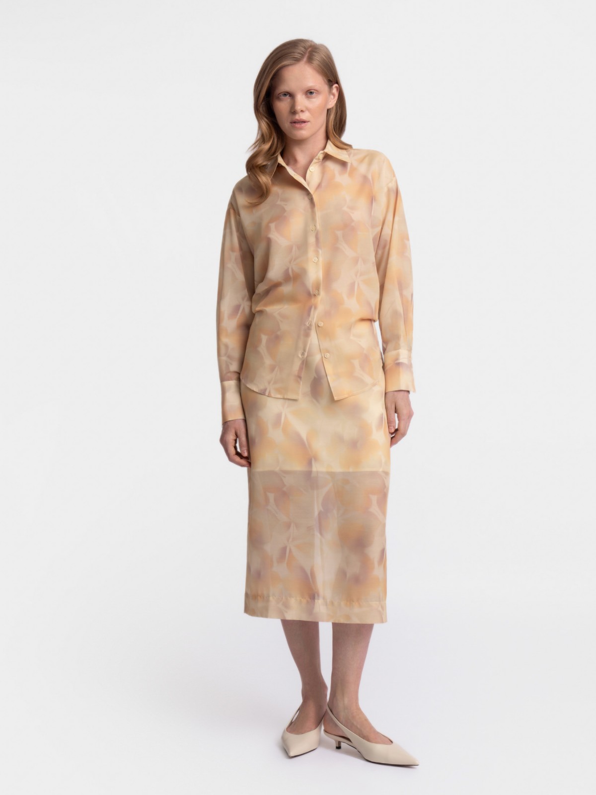 Рубашка с принтом и длинным рукавом