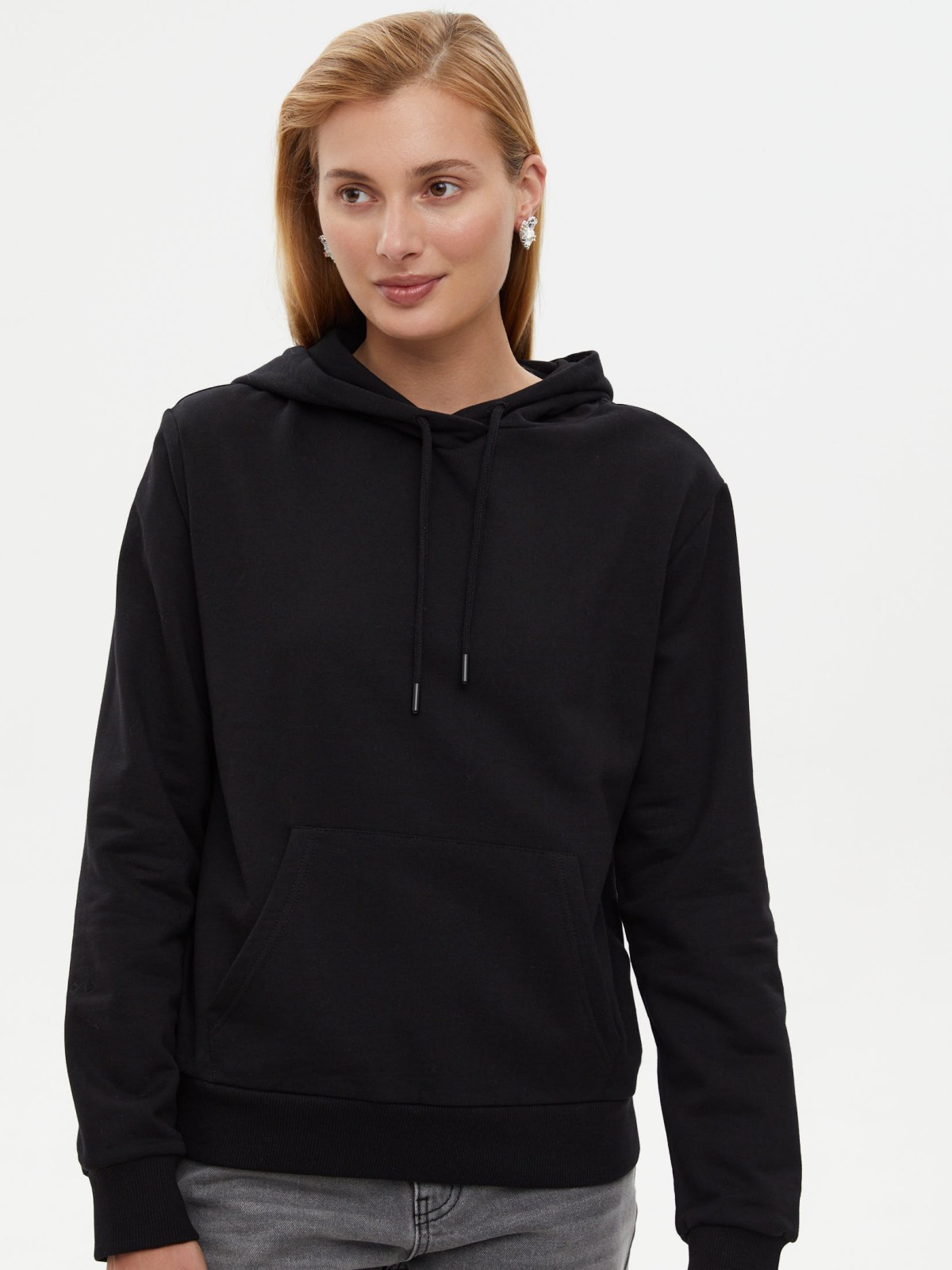 Утеплённый худи из хлопка с начёсом и капюшоном