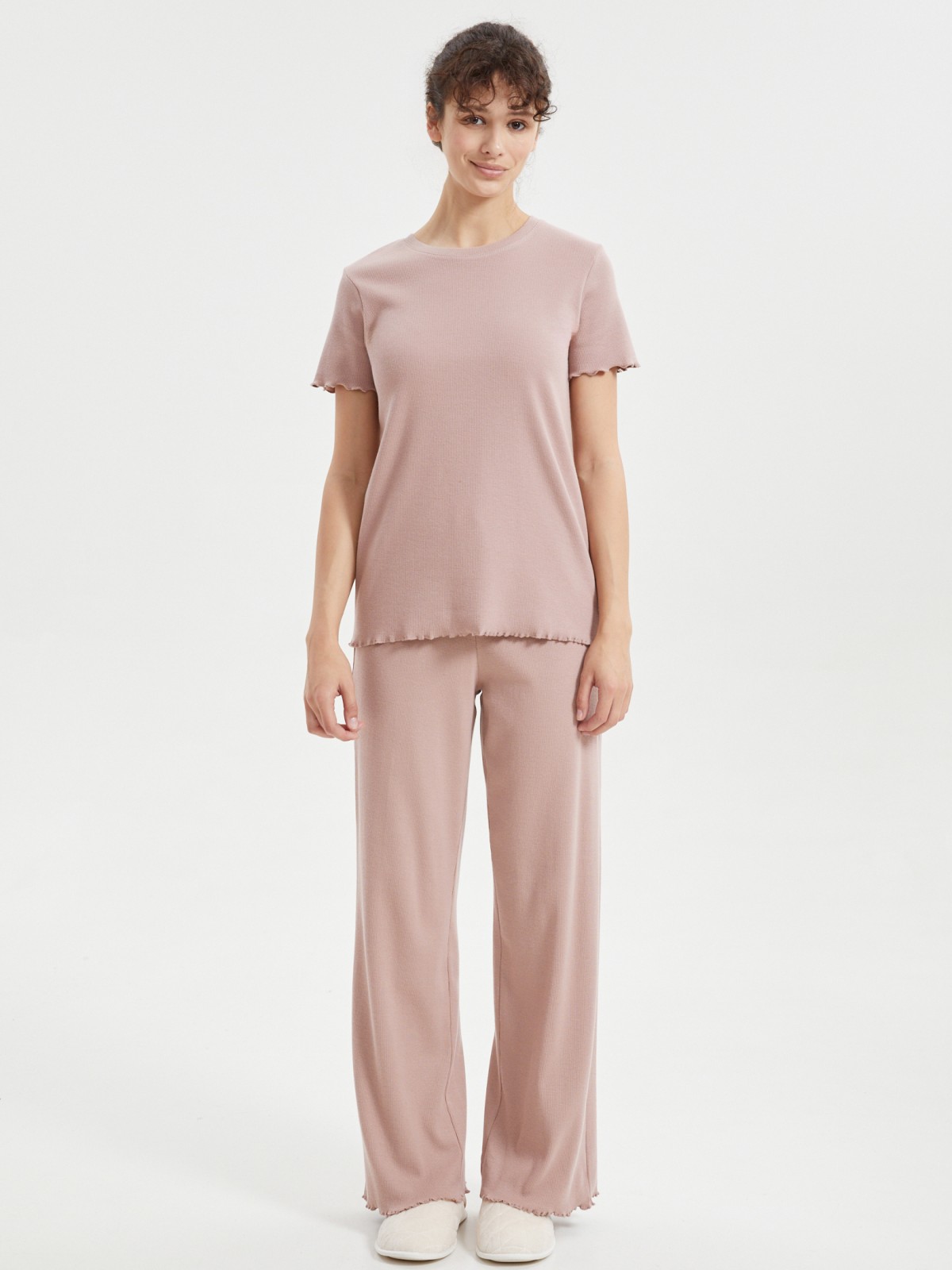 Штаны на резинке из хлопка с оборками 1099₽