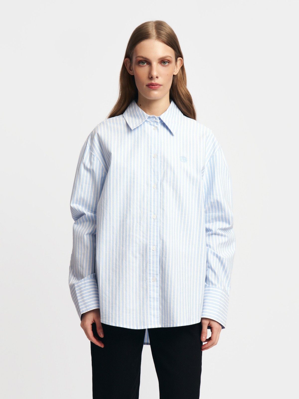 Рубашка оверсайз из хлопка в полоску