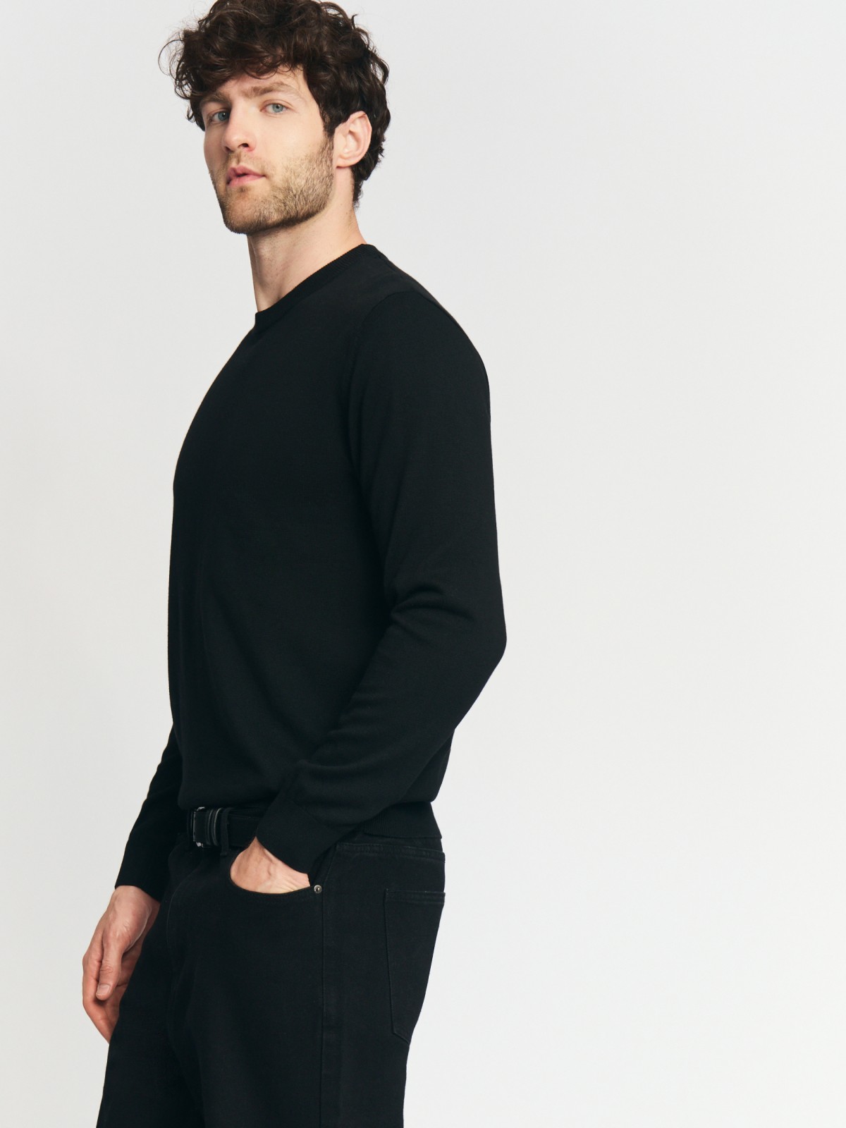 Тонкий трикотажный джемпер из хлопка