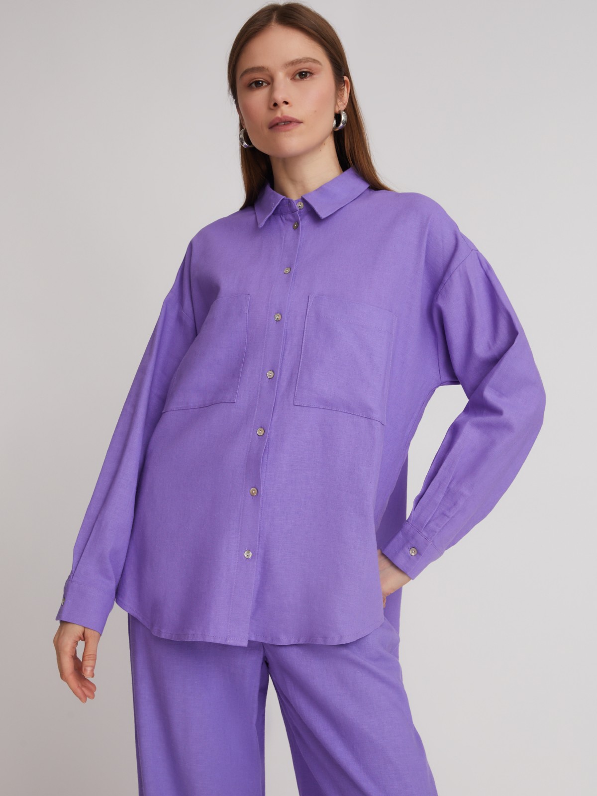 Блузка с  длинными рукавами zolla 223241162023, цвет фиолетовый, размер XS - фото 4