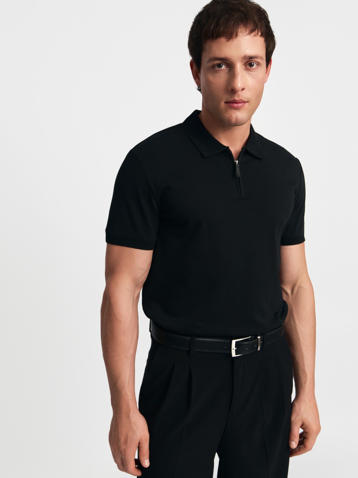 Футболка поло из хлопка на молнии
