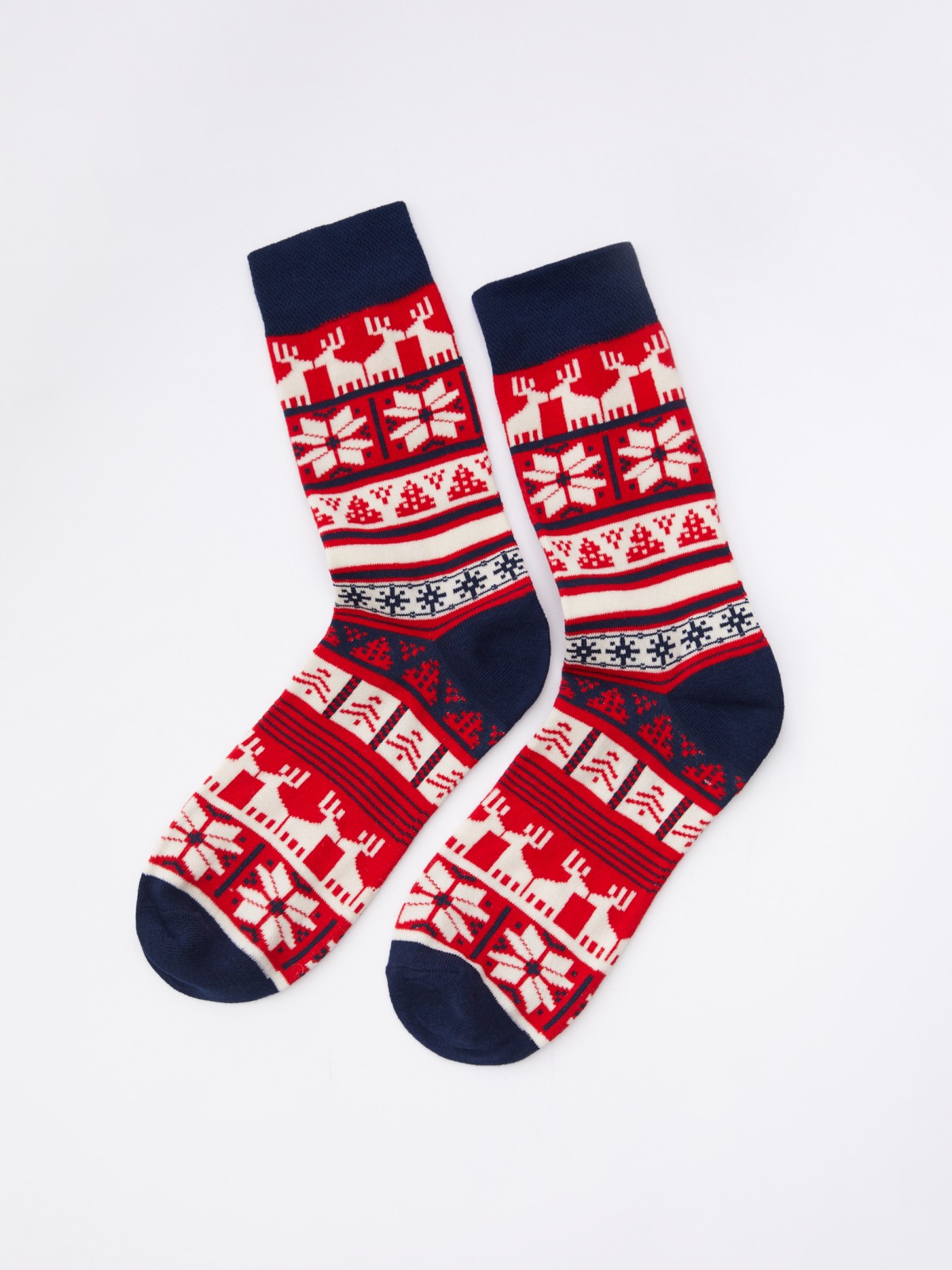 Набор новогодних носков (3 пары в комплекте) zolla 012439962025, цвет темно-синий, размер 25-27 - фото 3