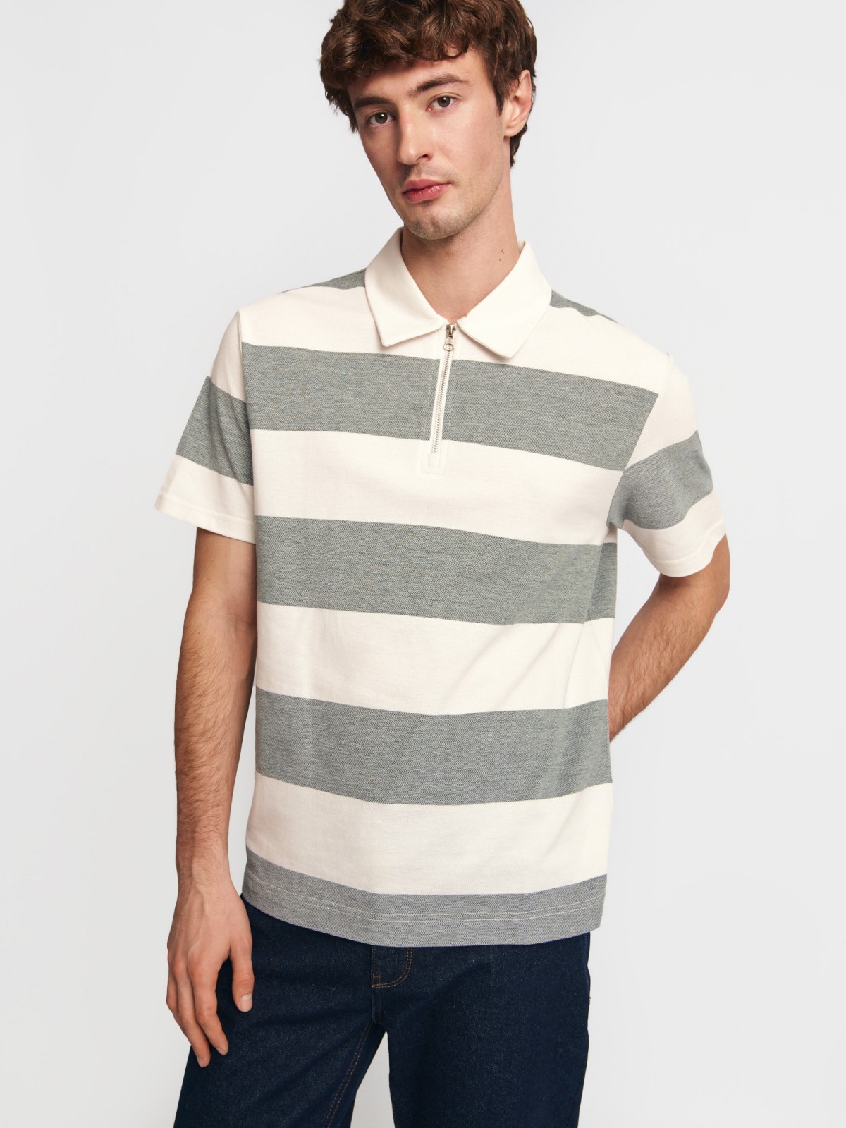 Футболка поло из хлопка на молнии