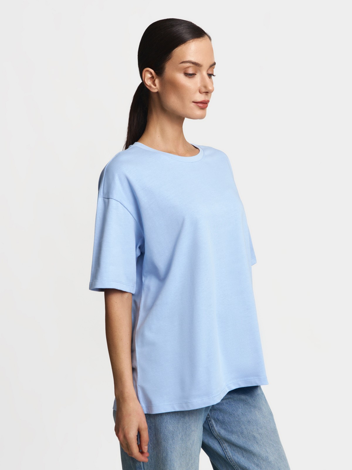 Футболка оверсайз из хлопка однотонная