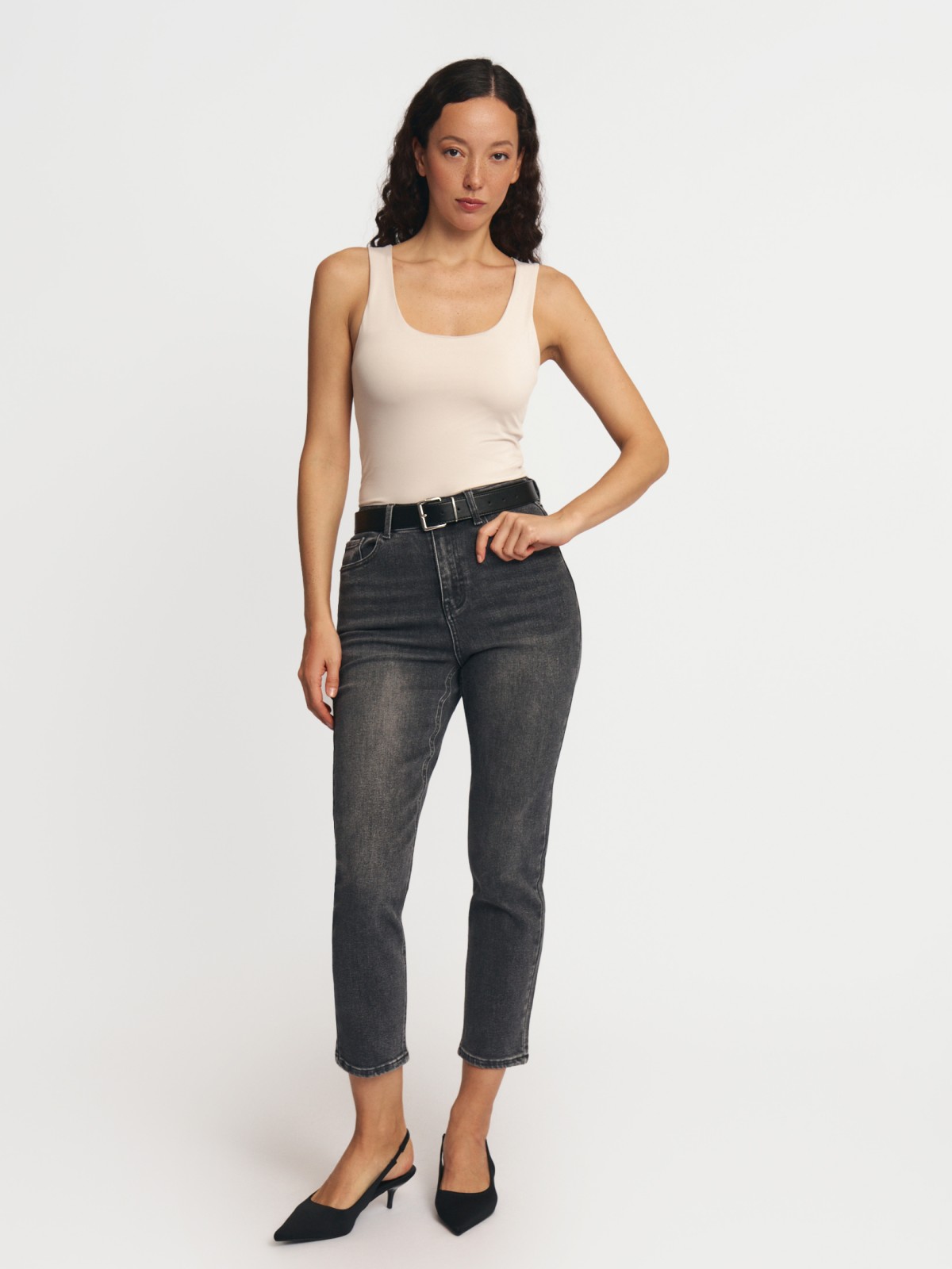 Джинсы силуэта Slim с высокой посадкой