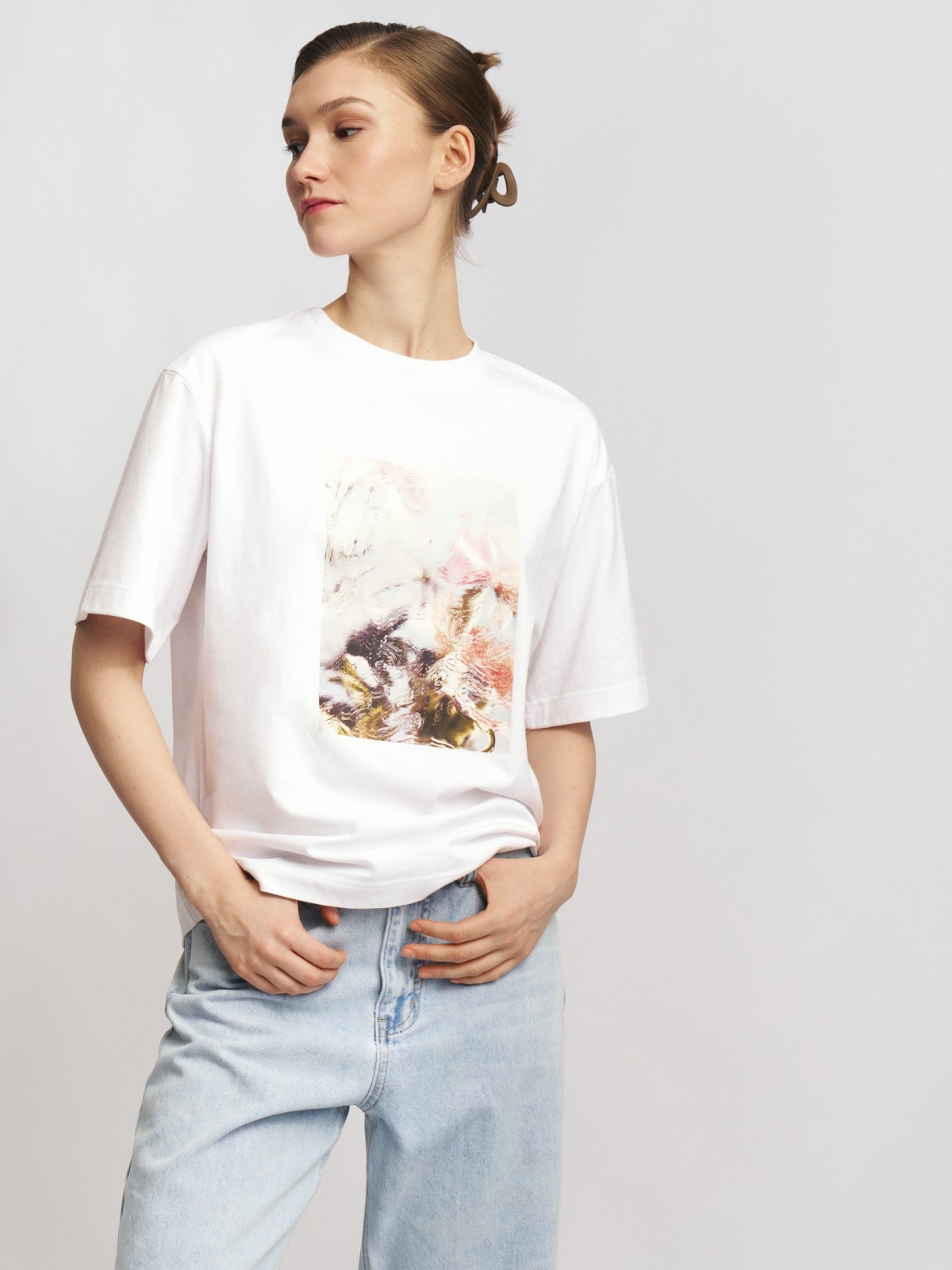 Трикотажная футболка из хлопка с принтом