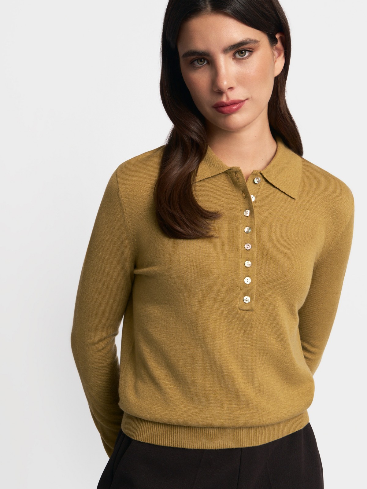 Трикотажный лонгслив поло