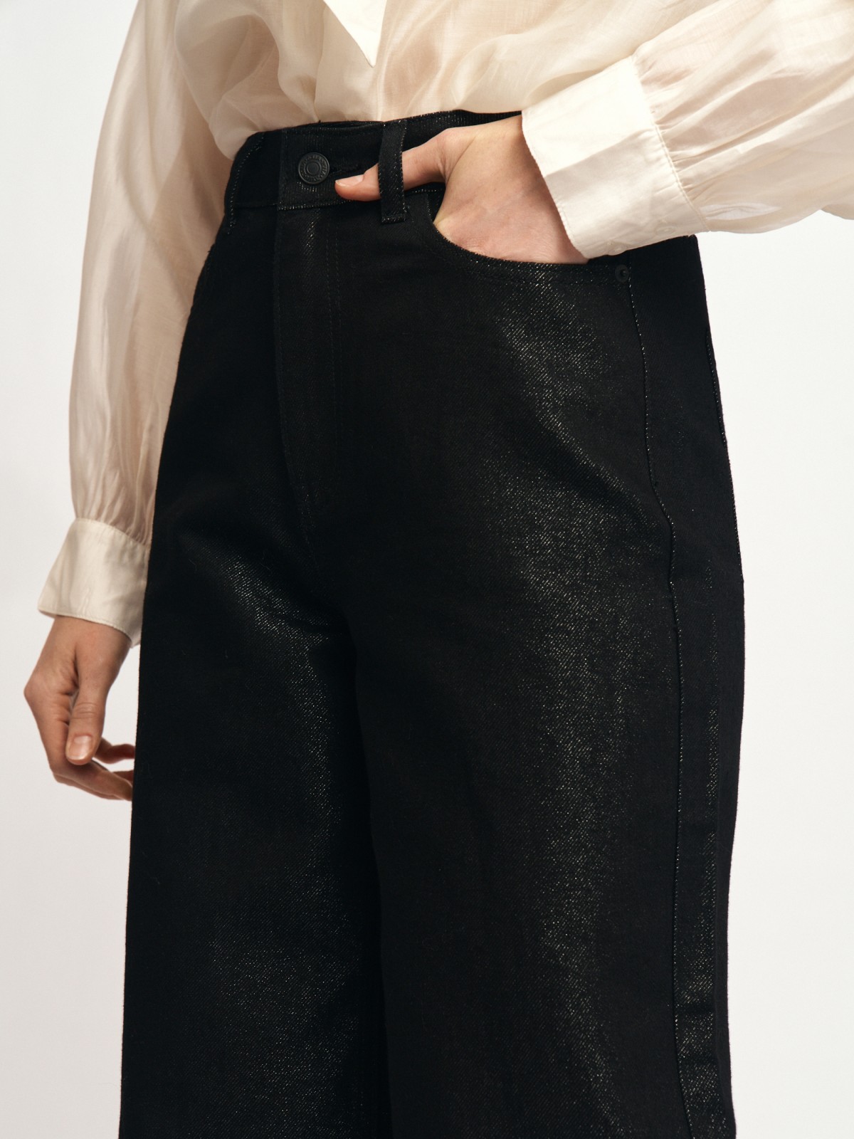 Джинсы силуэта Wide с люрексом