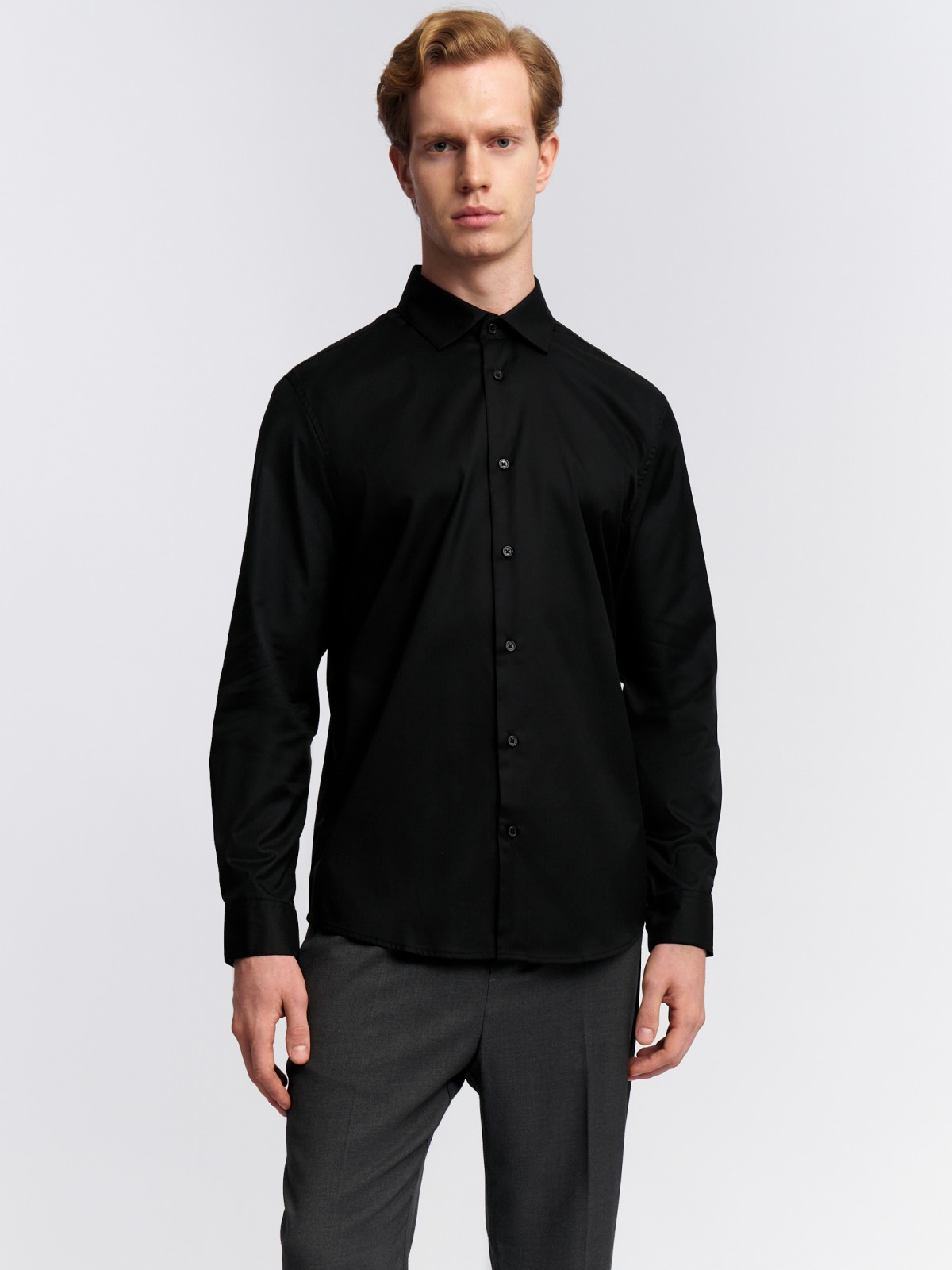 Офисная рубашка с длинным рукавом